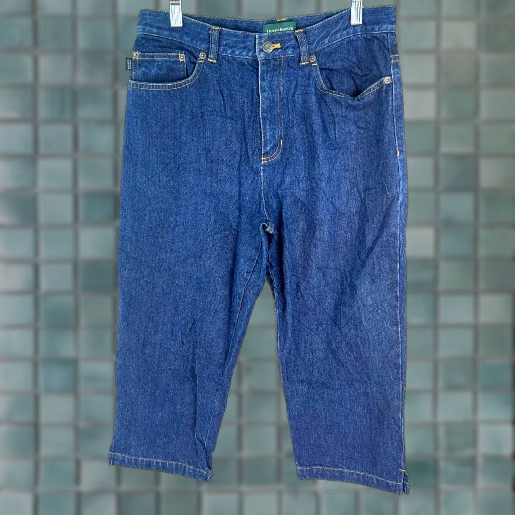 Ralph Lauren VINTAGE Lauren Ralph Lauren Jeans Capri Women 8 30x21 Dark Wash 100% Cotton Logo Belt Loops Modern Classic Fit Girls/ Womens Size 30" / US 8 / IT 44 - 1 Thumbnail