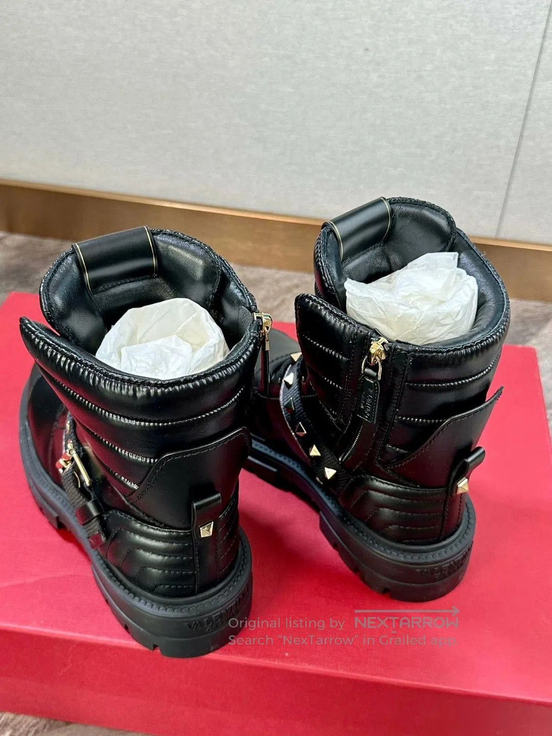 Valentino Valentino Black Gold Leather Studded Boots. Size US 6 / IT 36 - 3 Thumbnail