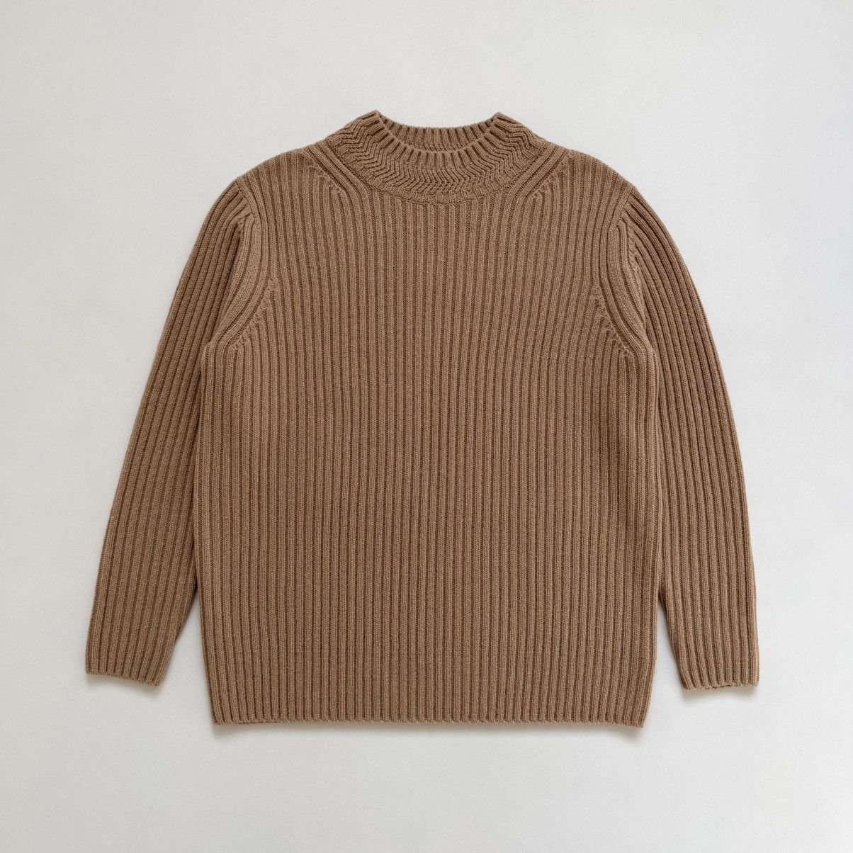 Dries Van Noten Camel Ribbed Knit Boxy Wool Sweater Size US M / EU 48-50 / 2 - 2 Thumbnail