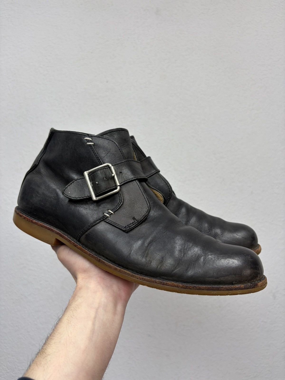 Hedi Slimane VTG Brown Leather Buckle Boots Carol Christian Poell Style Size US 12 / EU 45 - 1 Thumbnail