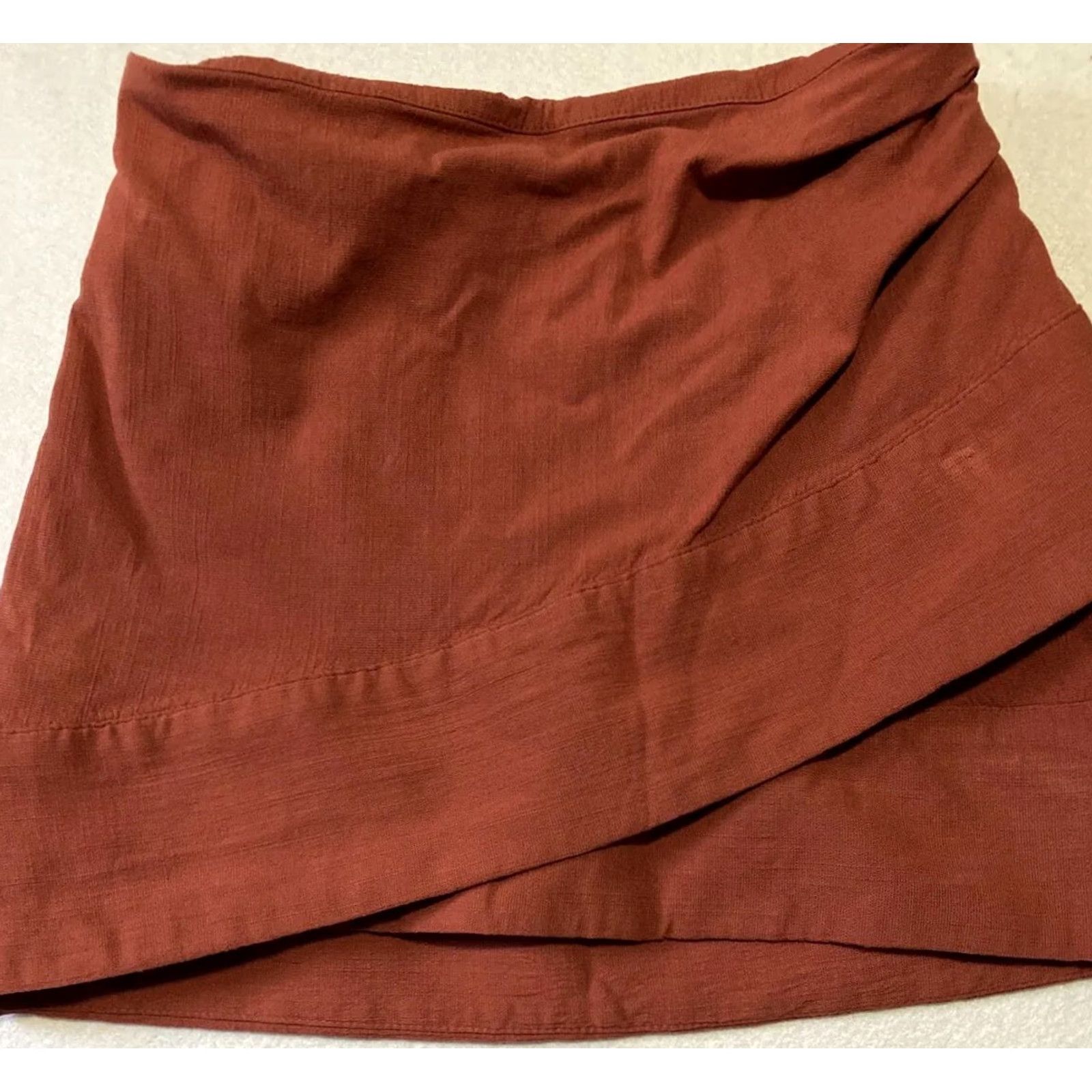 Free People Free People Skirt Womens Size 0 Light Brown Faux Wrap Pull On Short Asymmetric Wrap Front 28-14 Regular Cotton Blend Casual Size 25" / US 0 / IT 36 - 3 Thumbnail