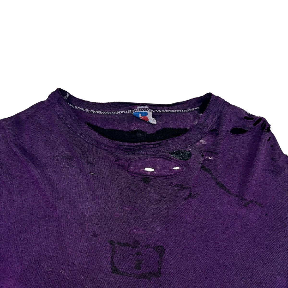 Russell Athletic VINTAGE THRASHED FADED REPAIRED PURPLE T-SHIRT Size US M / EU 48-50 / 2 - 5 Thumbnail