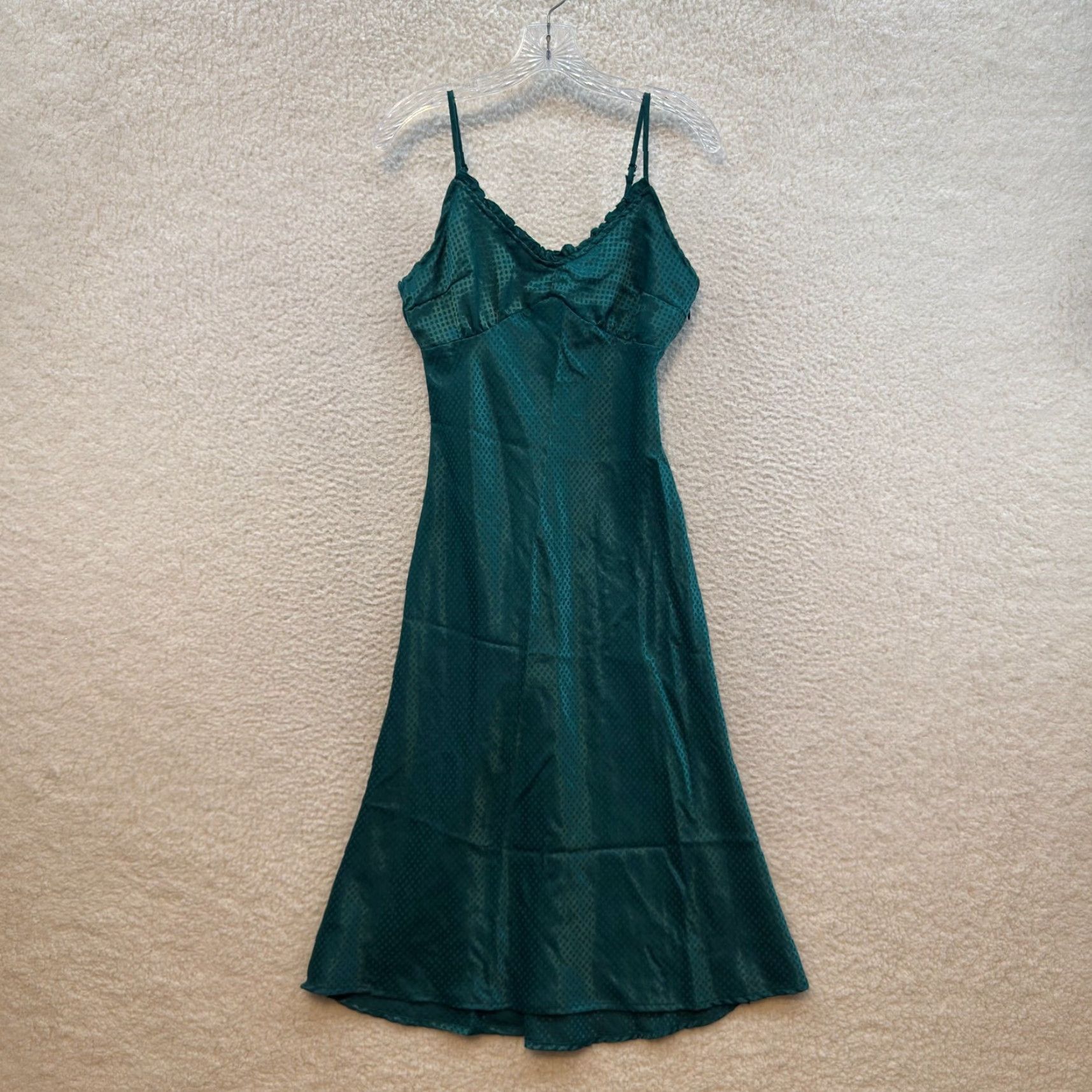 Vintage VINTAGE Y2K Emerald Green Satin Midi Slip Dress M Boho Fairy Cottagecore Peasant Dress Women Size M / US 6-8 / IT 42-44 - 2 Thumbnail