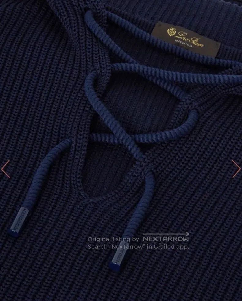 Loro Piana Loro Piana Women's Navy Blue Hooded Knitted Top Size S / US 4 / IT 40 - 4 Thumbnail