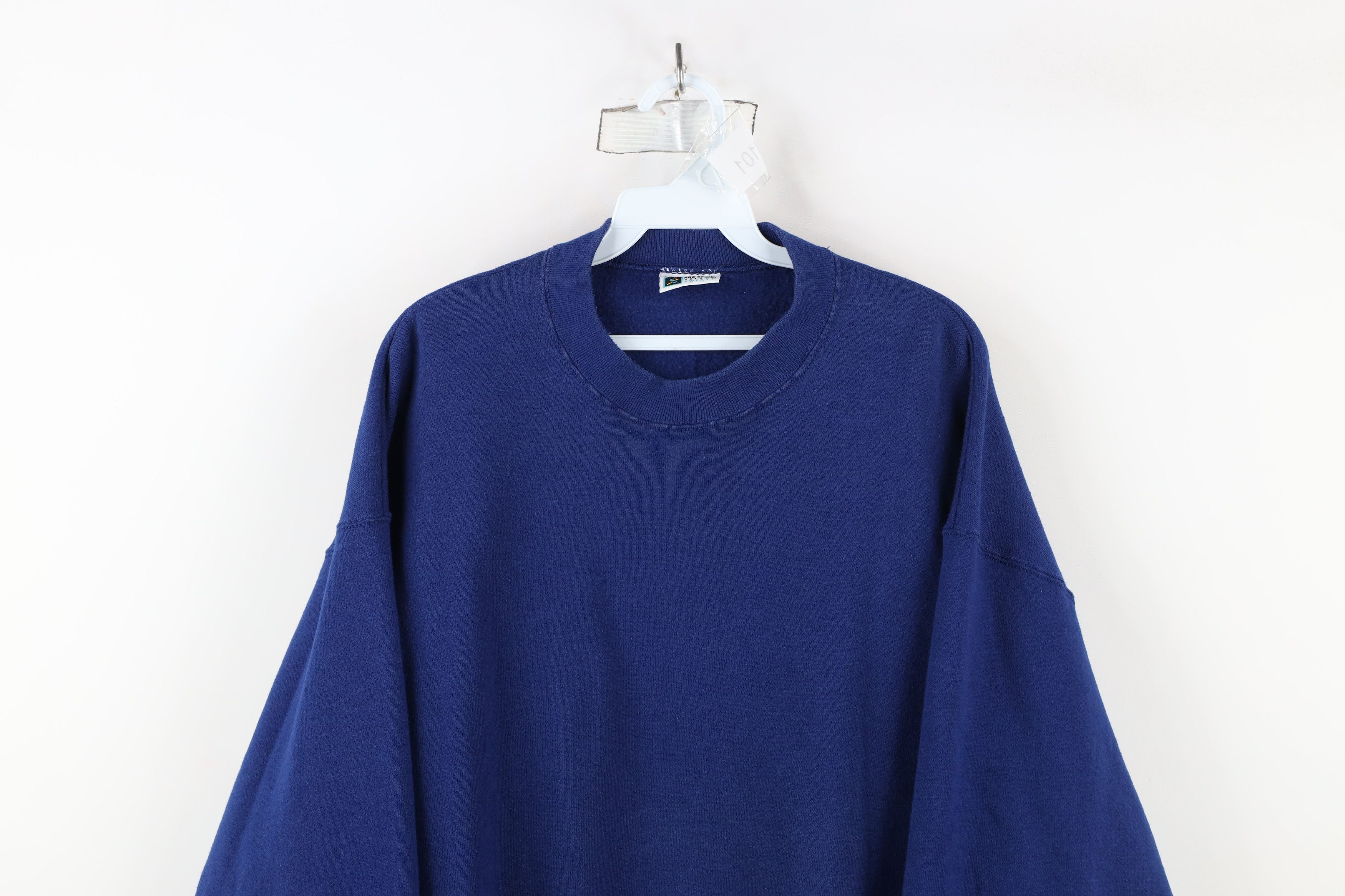Vintage Vintage 90s Streetwear Blank Heavyweight Sweatshirt Blue USA Size US XL / EU 56 / 4 - 2 Thumbnail
