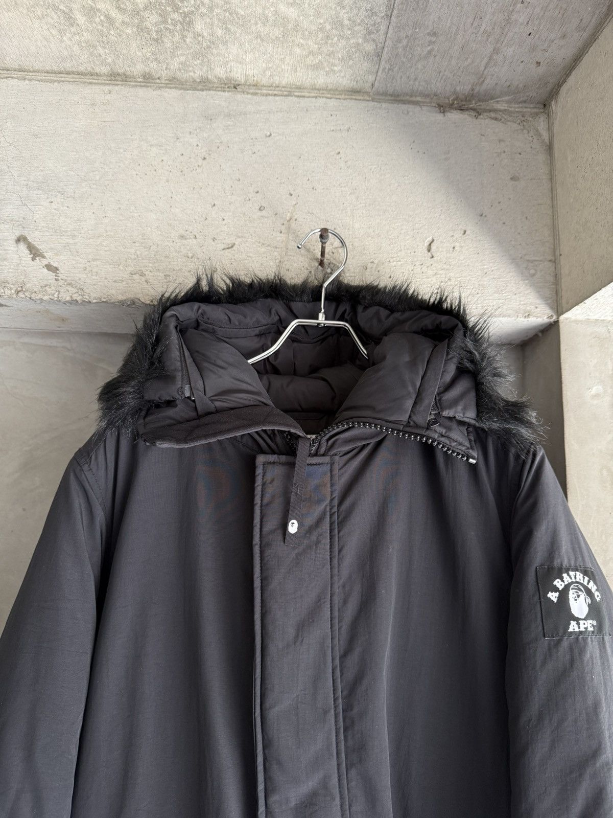 Bape A BATHING APE BLack Fur Hooded Down Jacket Size US M / EU 48-50 / 2 - 3 Thumbnail