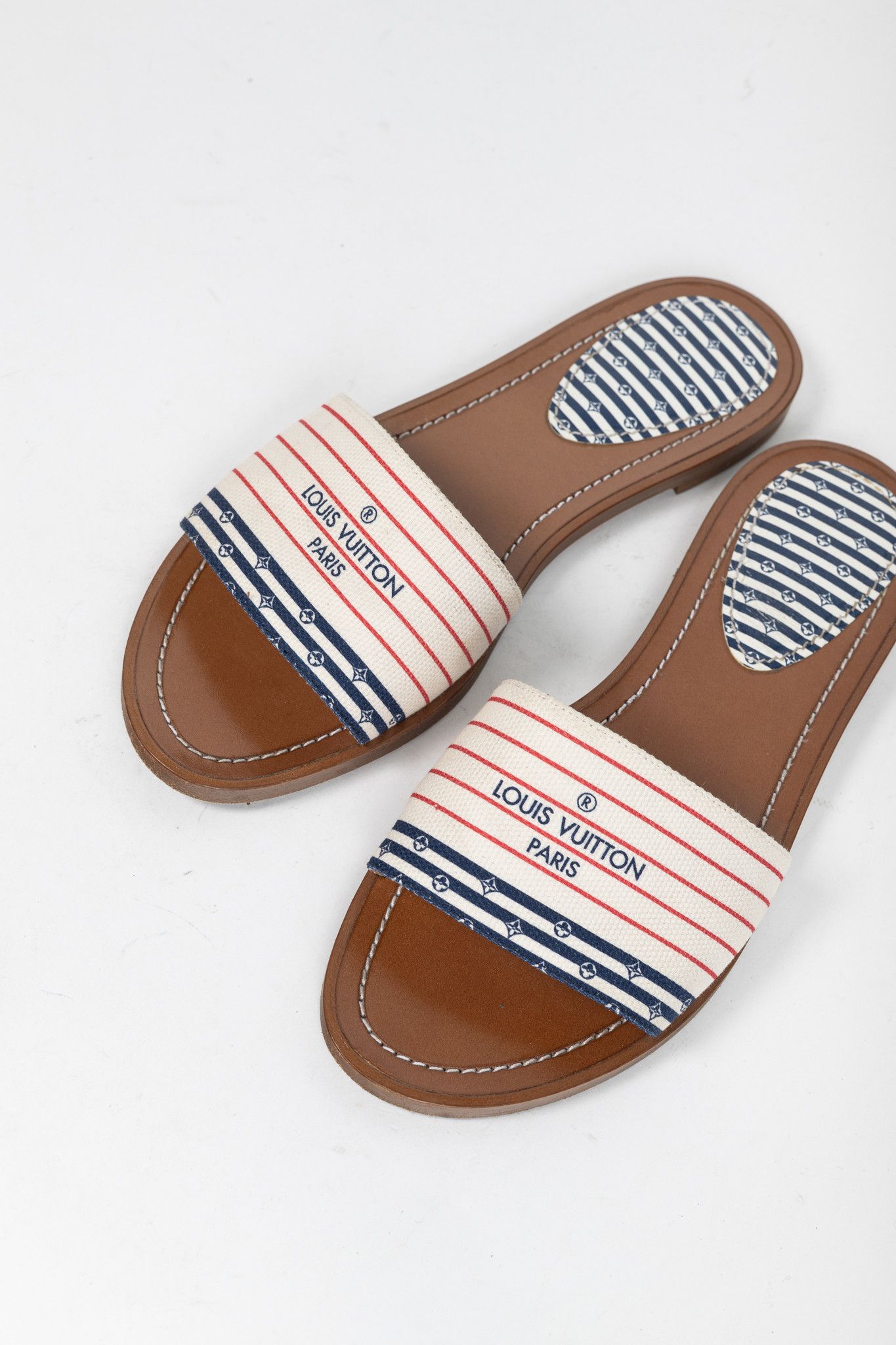 Louis Vuitton Louis Vuitton Escale Lock It Striped Flat Mule Sandals Size US 7.5 / IT 37.5 - 6 Thumbnail