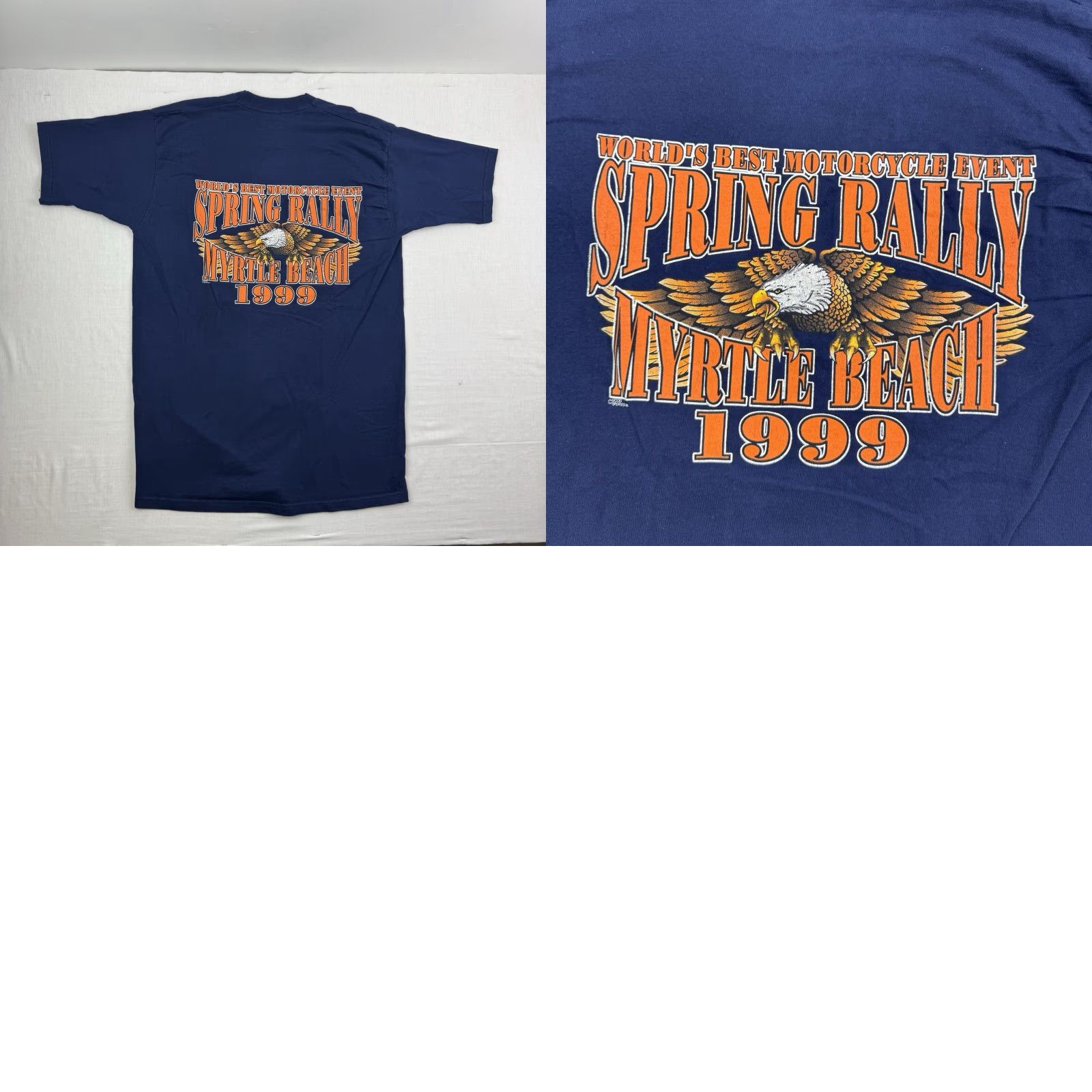 Fruit Of The Loom VINTAGE Biker Rally T Shirt Mens XL Blue 1999 Motorcycle Eagle 90s Fruit of the Loom Shirt Size US XL / EU 56 / 4 - 8 Thumbnail
