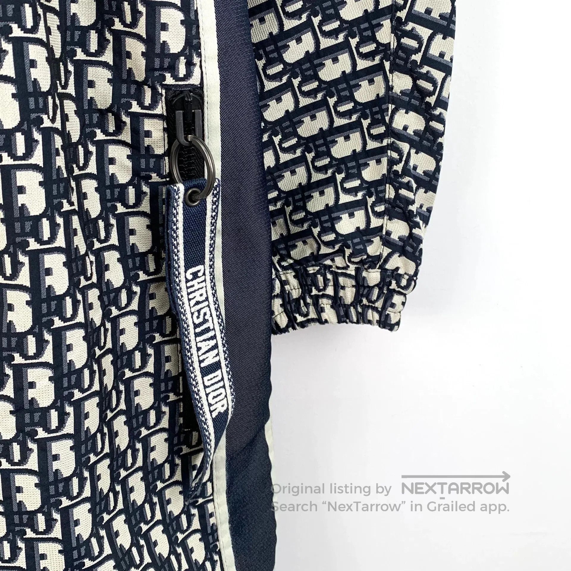 dior color logo hoodie jumpsuit with drawstring.