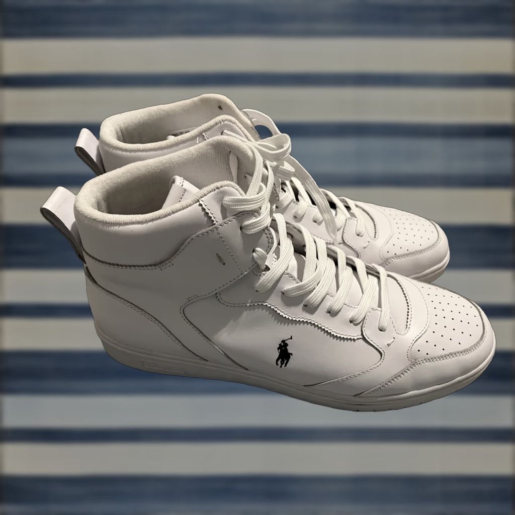 Ralph Lauren Polo Ralph Lauren CRT White Leather Pony Shoes Mens Size 15 New Sneakers Casual Leather Upper Pony Brand 15 US Mens Size US M / EU 48-50 / 2 - 1 Thumbnail