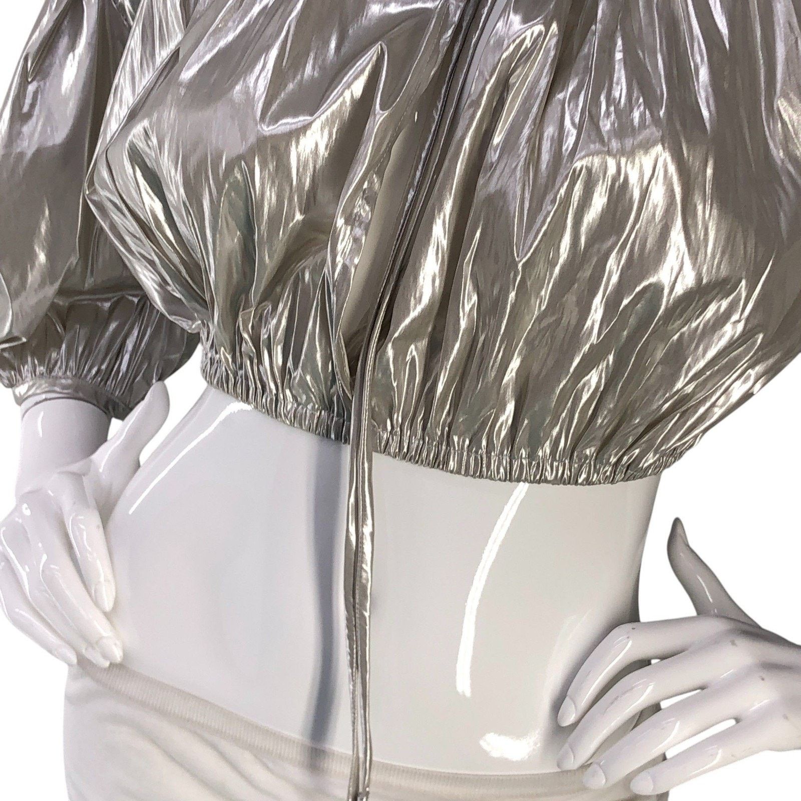 Ciao Lucia Ciao Lucia Top XS Octavia Foiled Satin Cropped Puff Sleeve Size XS / US 0-2 / IT 36-38 - 3 Thumbnail