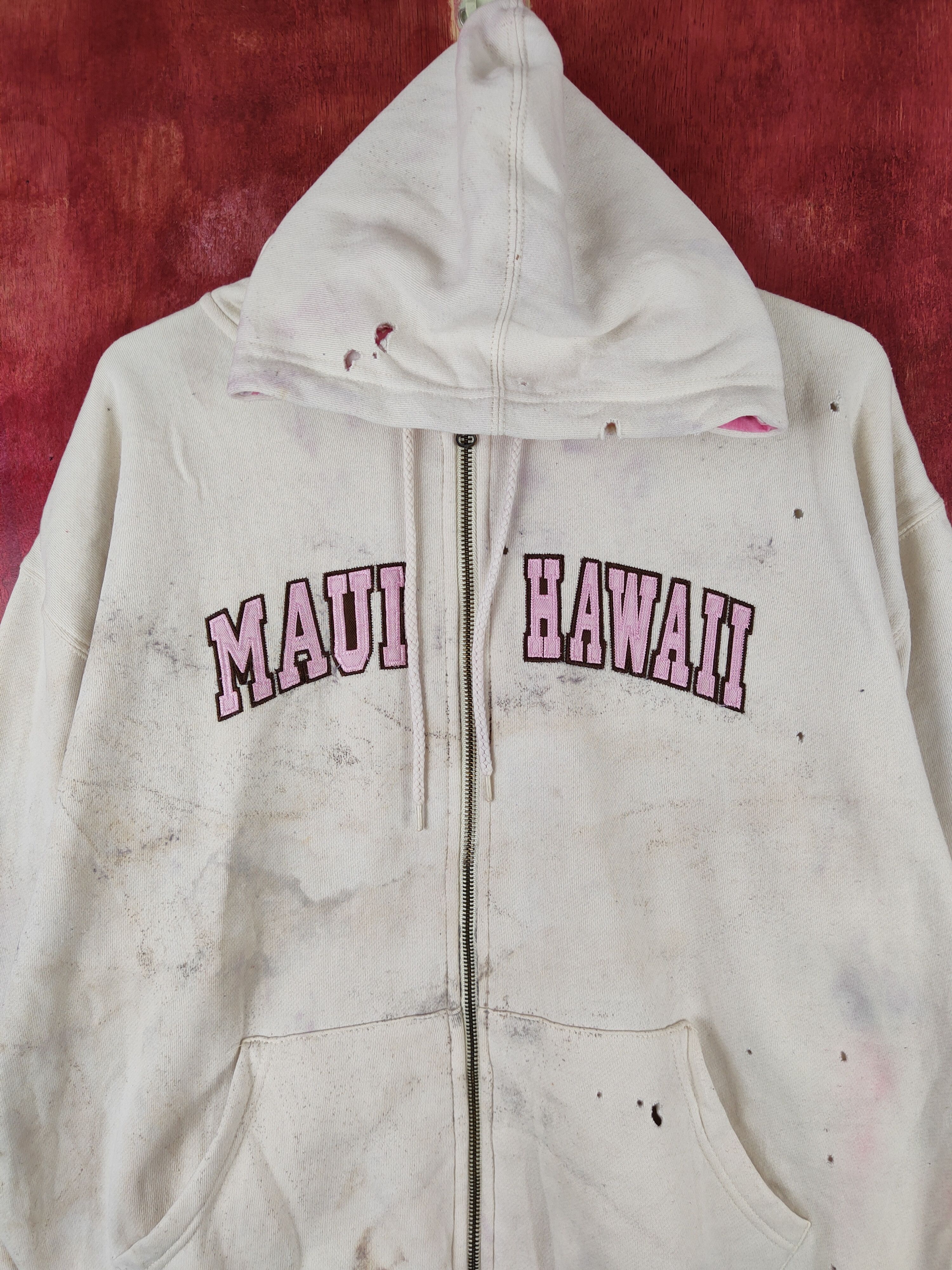 Japanese Brand × Vintage Japanese Brand Ivory Maui Hawaii Hoodie Sweaters #S1861 Size XL / US 12-14 / IT 48-50 - 2 Thumbnail