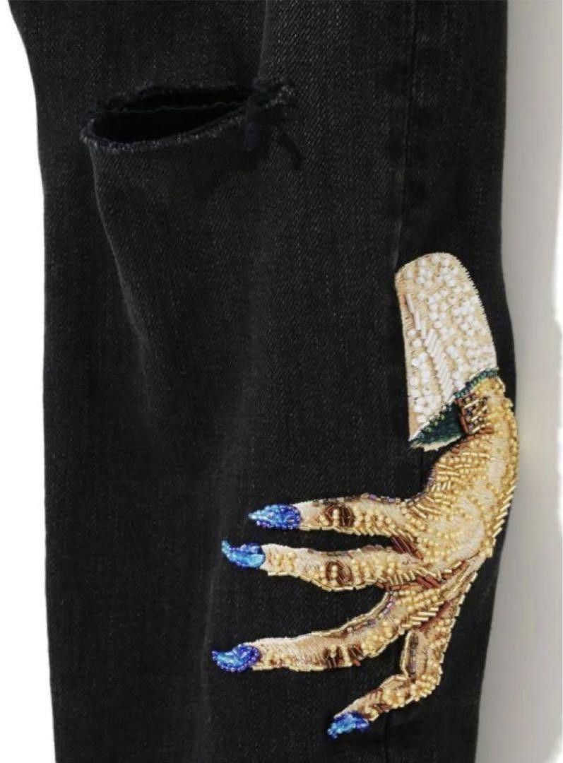 Undercover UNDERCOVER 23AW Hand-Beaded Knee Rip Denim Pants 