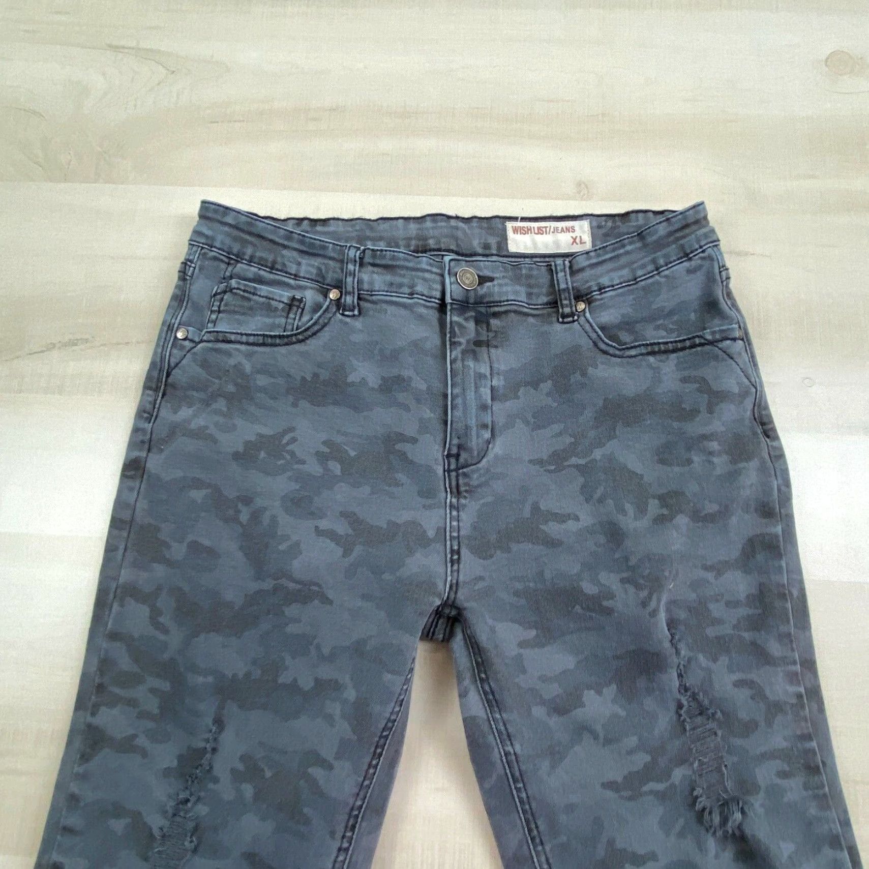 Vintage Wish List Womens Skinny Jeans XL Extra Large Gray Camo Distressed Size 40" / US 18 - 2 Thumbnail