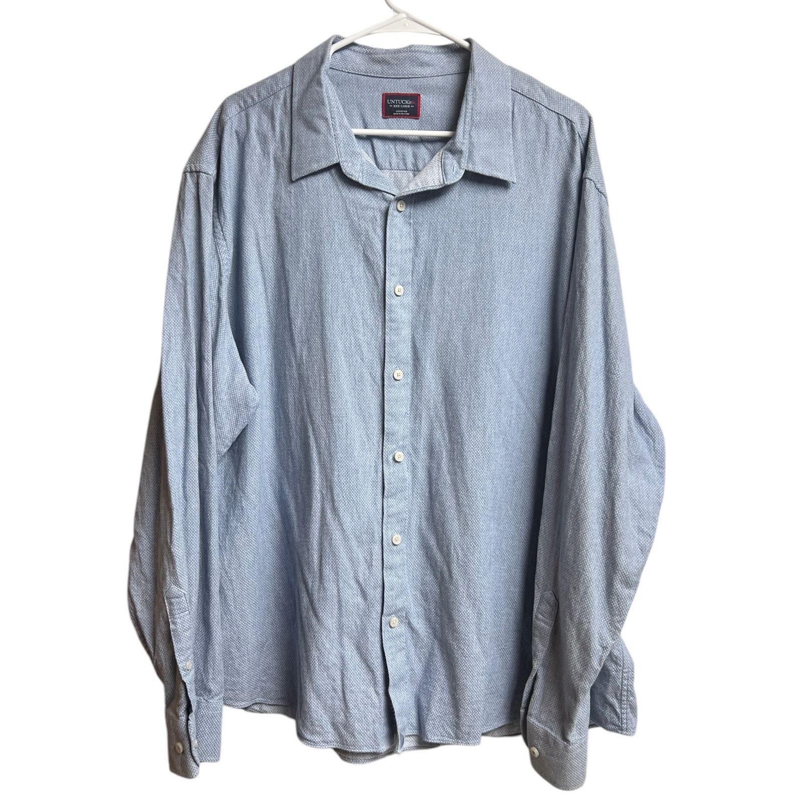 UNTUCKit UNTUCKit Priam Shirt Size XXXL Blue Textured Button Down Size US XXL / EU 58 / 5 - 1 Thumbnail