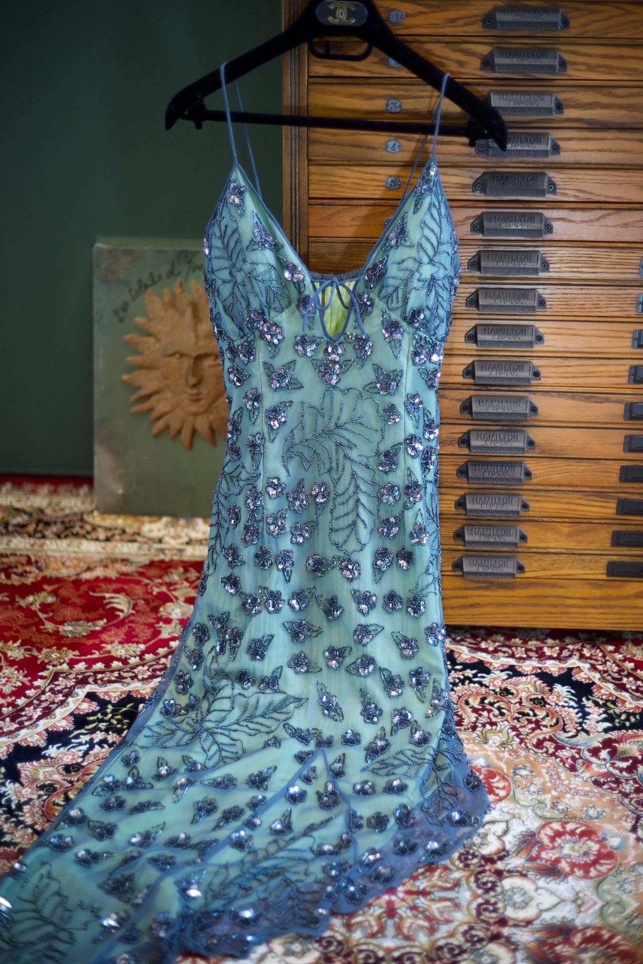 Vintage Vintage Goth Witch Silk Beaded Floral Asymmetric Dress M/L Size M / US 6-8 / IT 42-44 - 5 Thumbnail