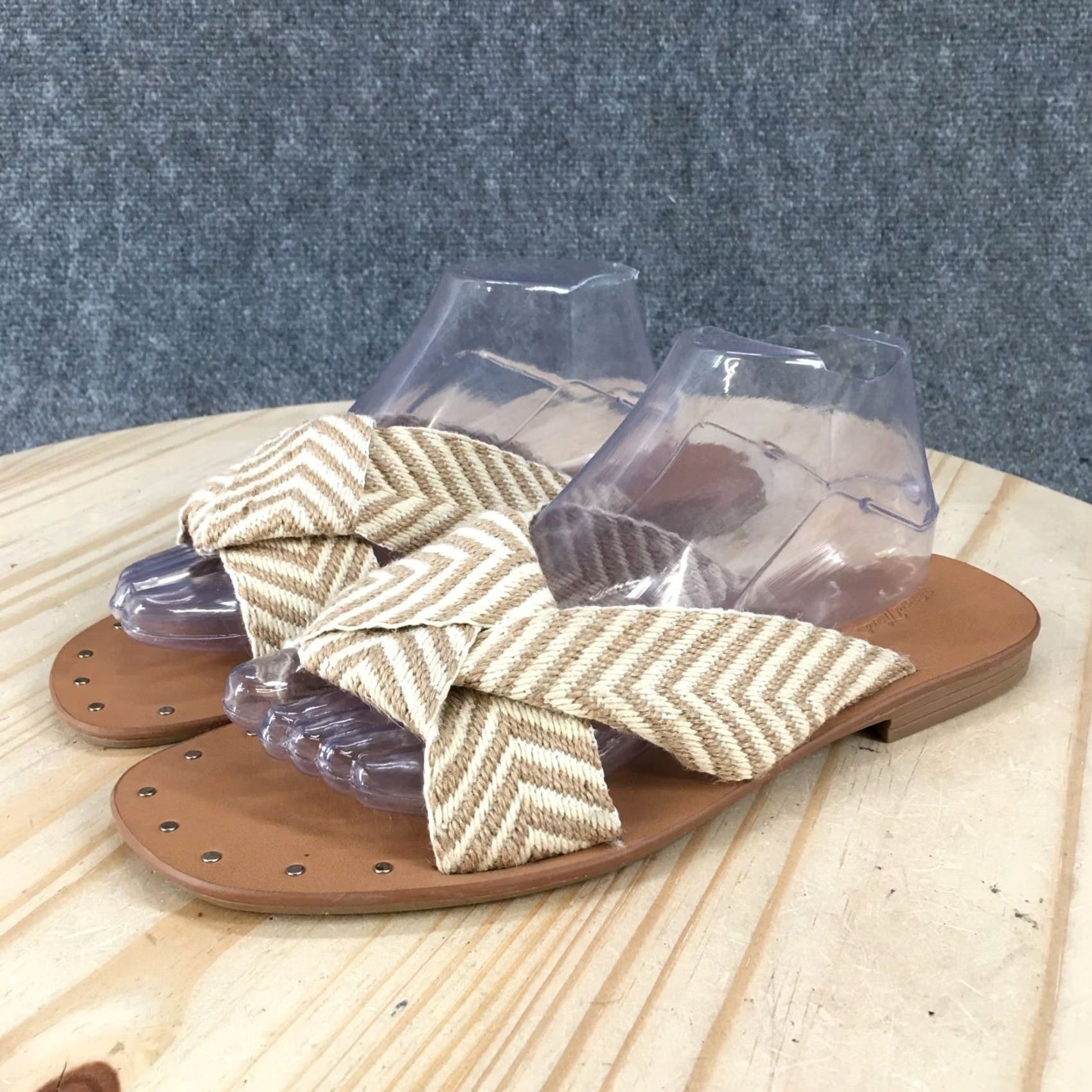 Vintage Universal Thread Sandals Womens 9.5 Louise Chevron Knotted Slide Brown Striped Size US 10 / IT 40 - 6 Thumbnail