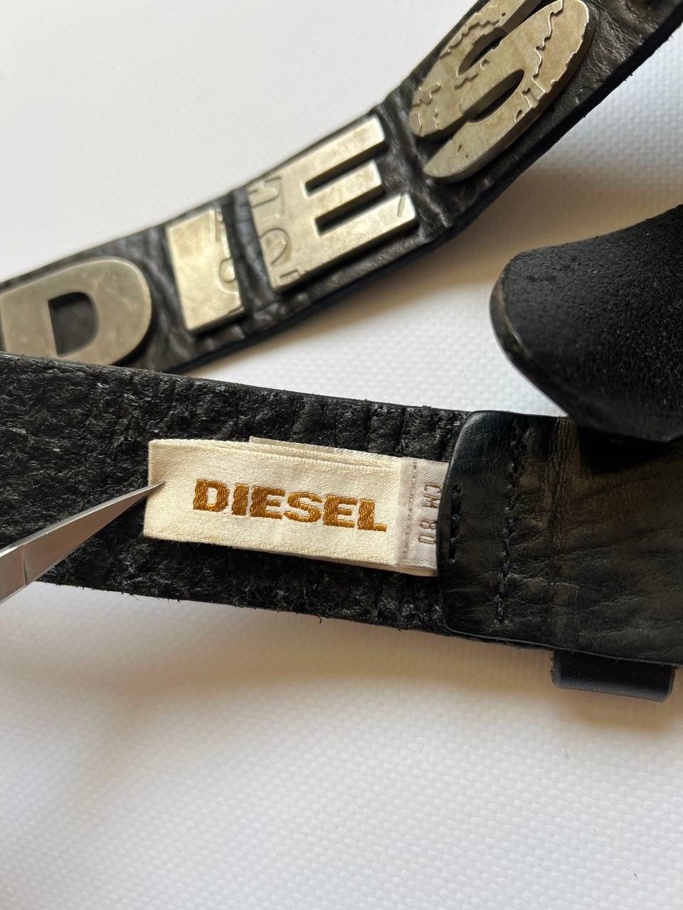 Vintage Diesel big crazy letters logo leather belt punk y2k