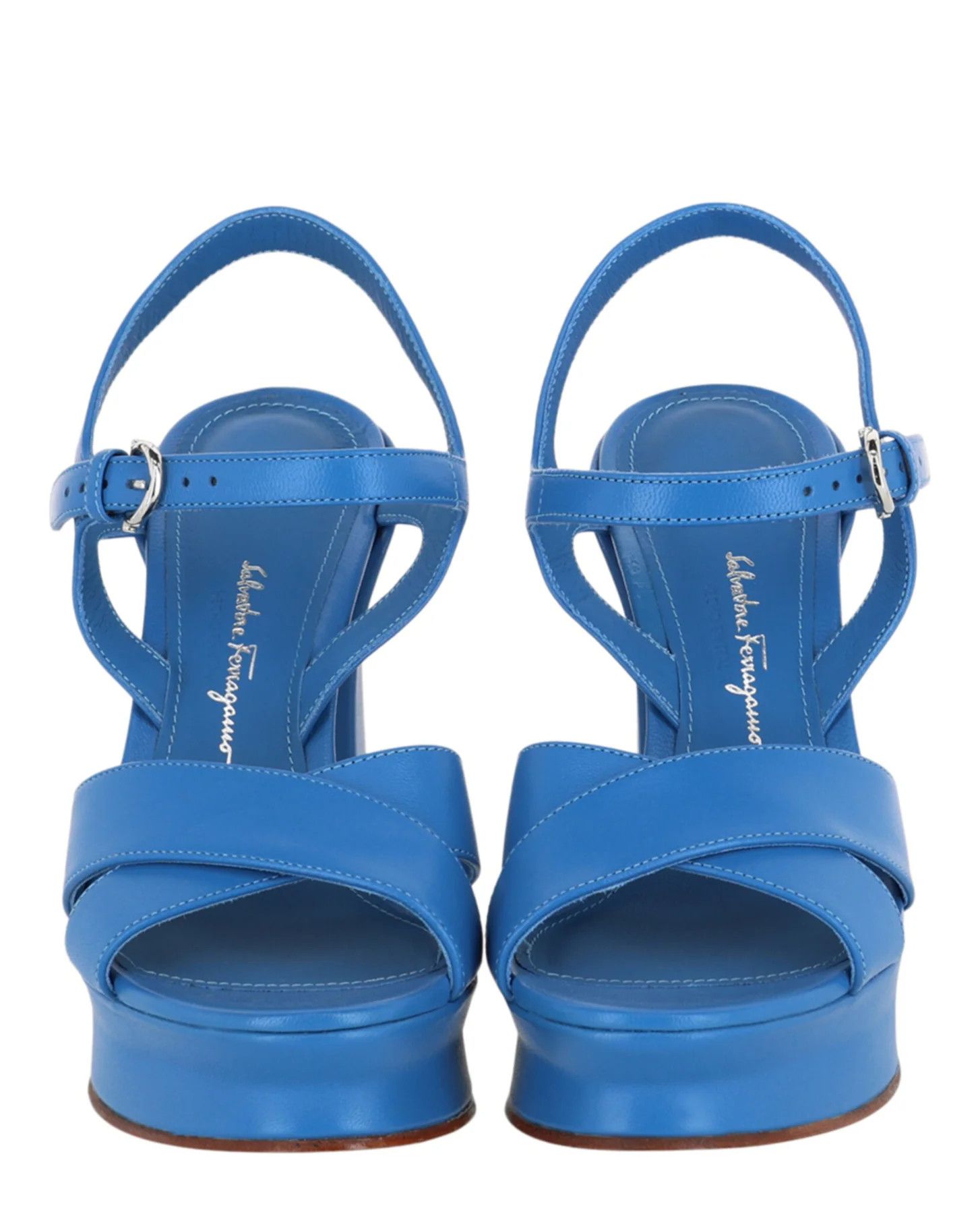 Salvatore Ferragamo o1y0426 Slingback Sandals in Blue Size US 8 / IT 38 - 5 Thumbnail
