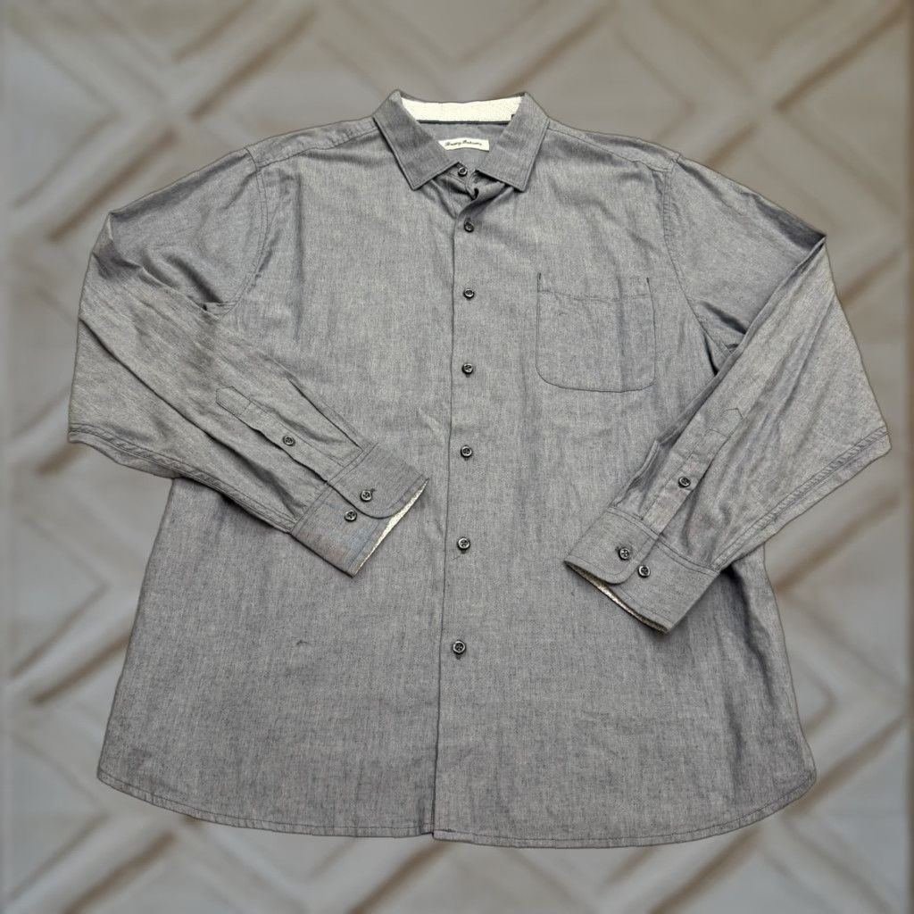 Tommy Bahama Tommy Bahama Button-Down Shirt Mens XL Blue Herringbone Cotton Classic Denim Size US XL / EU 56 / 4 - 1 Thumbnail