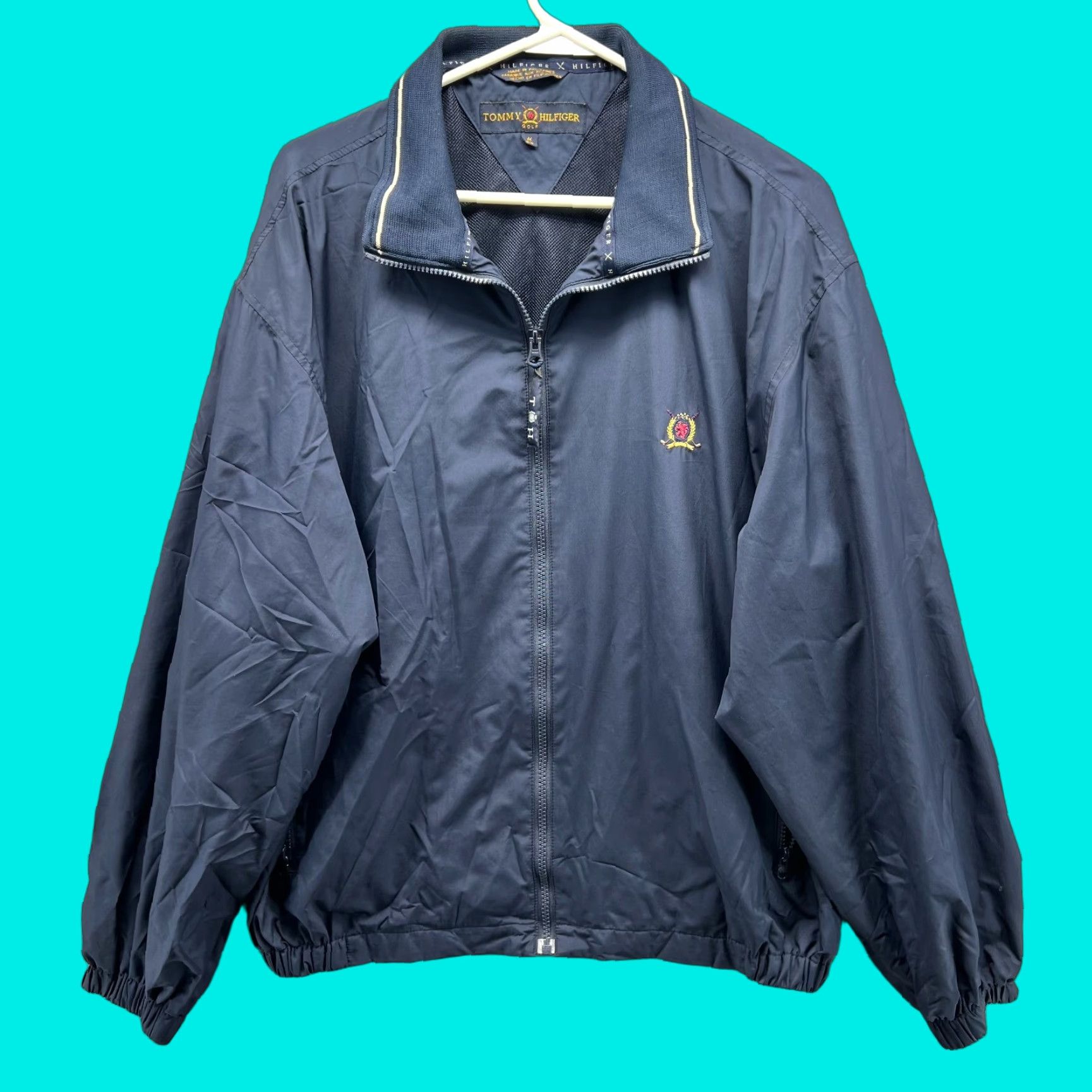 Tommy Hilfiger VINTAGE Tommy Hilfiger Bomber Jacket Mens Medium Blue Navy Full Zip 90s Jacket Size US M / EU 48-50 / 2 - 1 Thumbnail