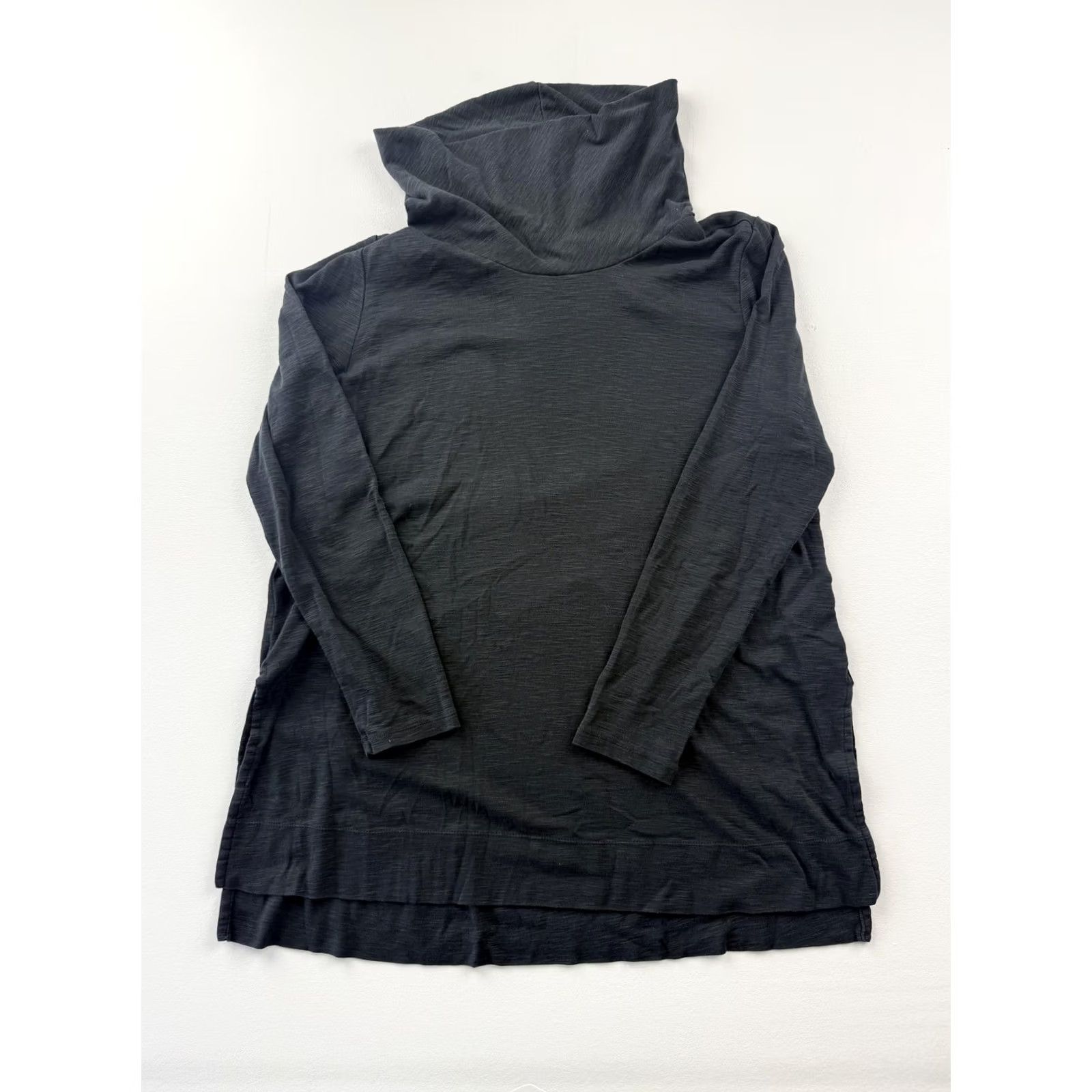 J. Jill J. Jill Shirt Womens L Black Pima Cowl Neck Long Sleeve Lightweight Tunic Top Size L / US 10 / IT 46 - 2 Thumbnail