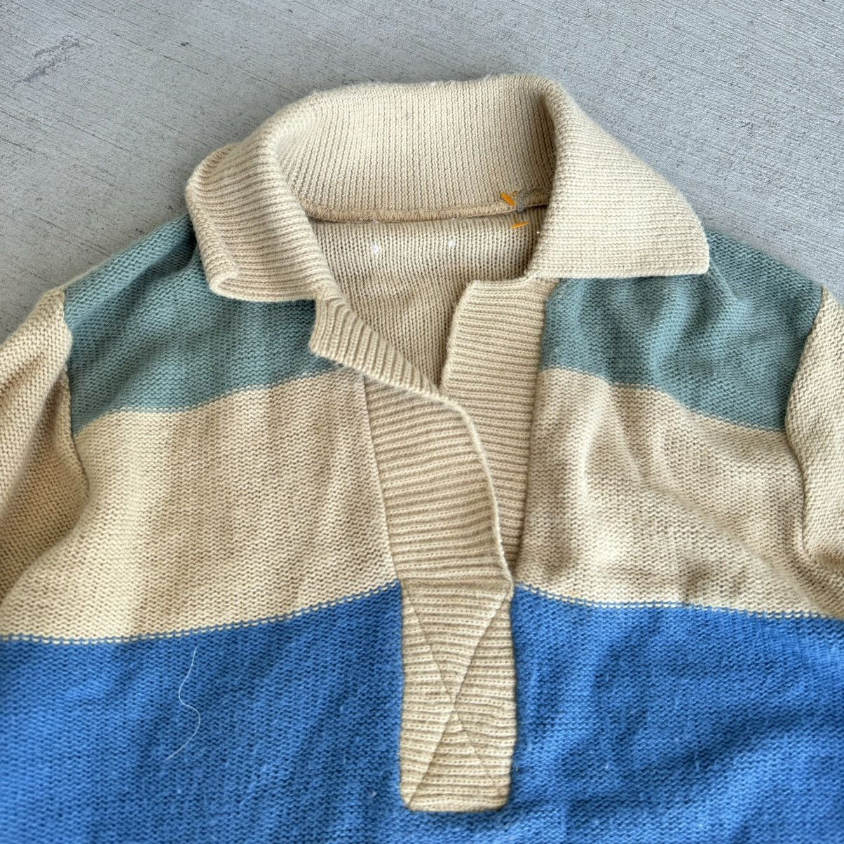 Vintage Vintage 70s/80s Knit Striped Polo Collared Sweater Size US L / EU 52-54 / 3 - 4 Thumbnail