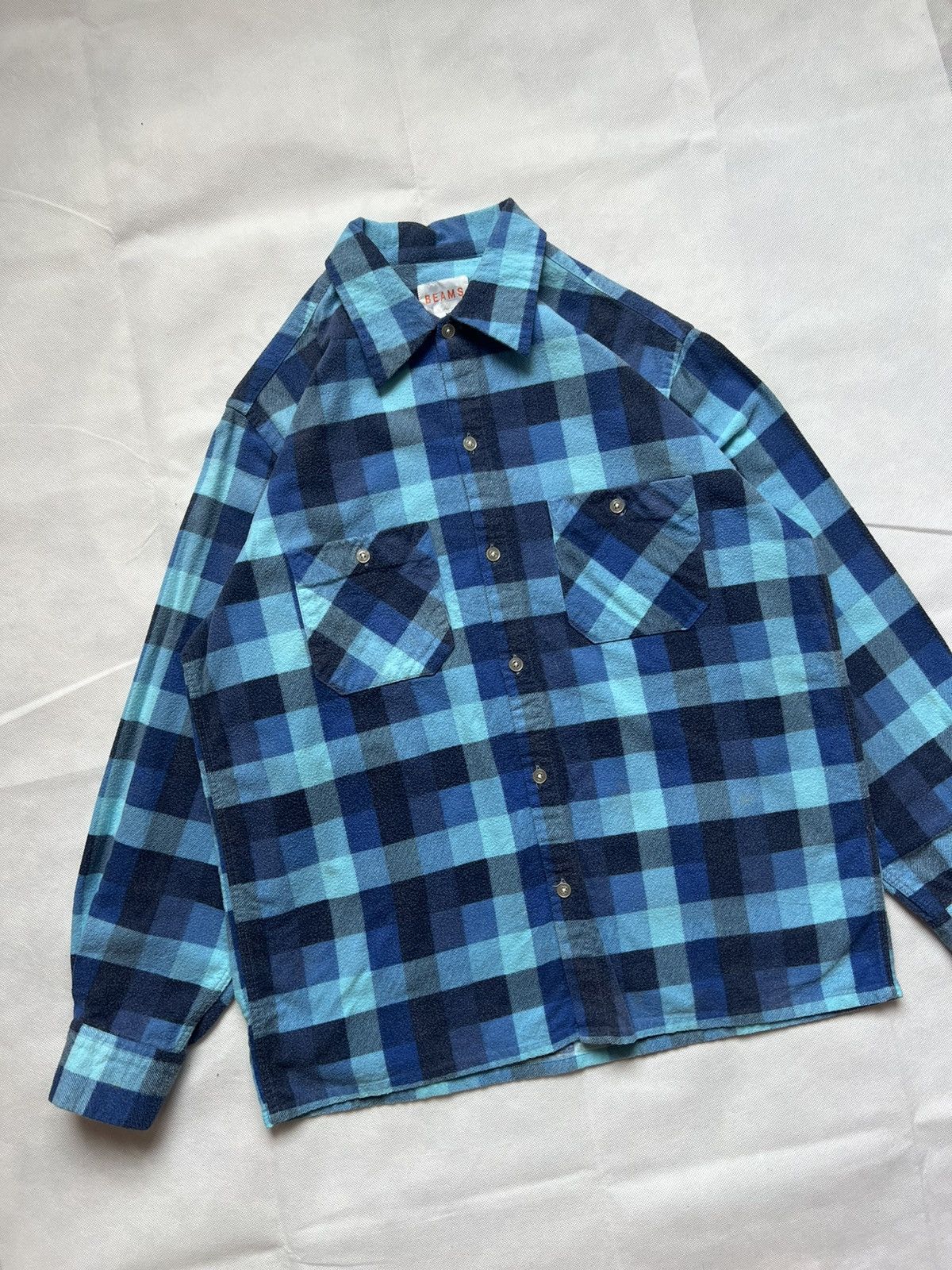 Beams Plus Beams Japanese Brand Blue Plaid Flannel Checkered Size US M / EU 48-50 / 2 - 2 Thumbnail