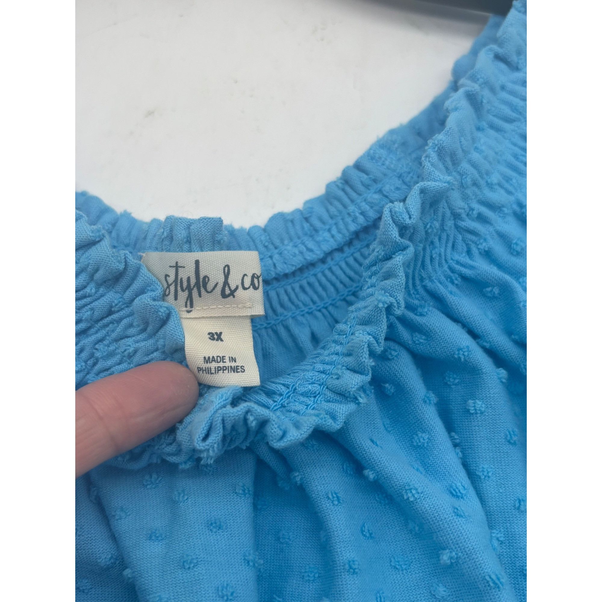 Style & Co Style Co Plus Size Off-the-Shoulder Swiss Dot Top, Aqua Blue Size ONE SIZE - 5 Thumbnail