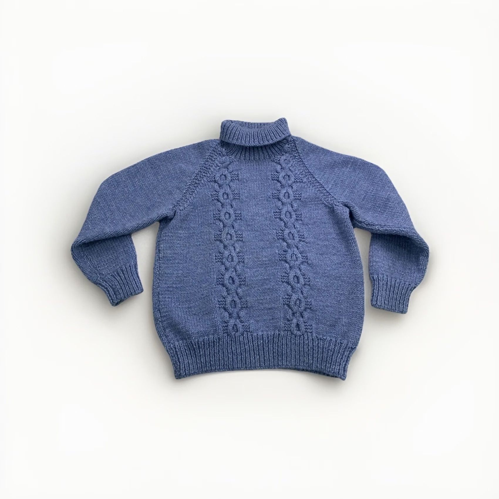 Vintage VINTAGE Fisherman Cable-Knit Cowl Neck Sweater Womens Medium Blue 90s 80s Handmade Pullover Adults Mens? Size M / US 6-8 / IT 42-44 - 2 Thumbnail