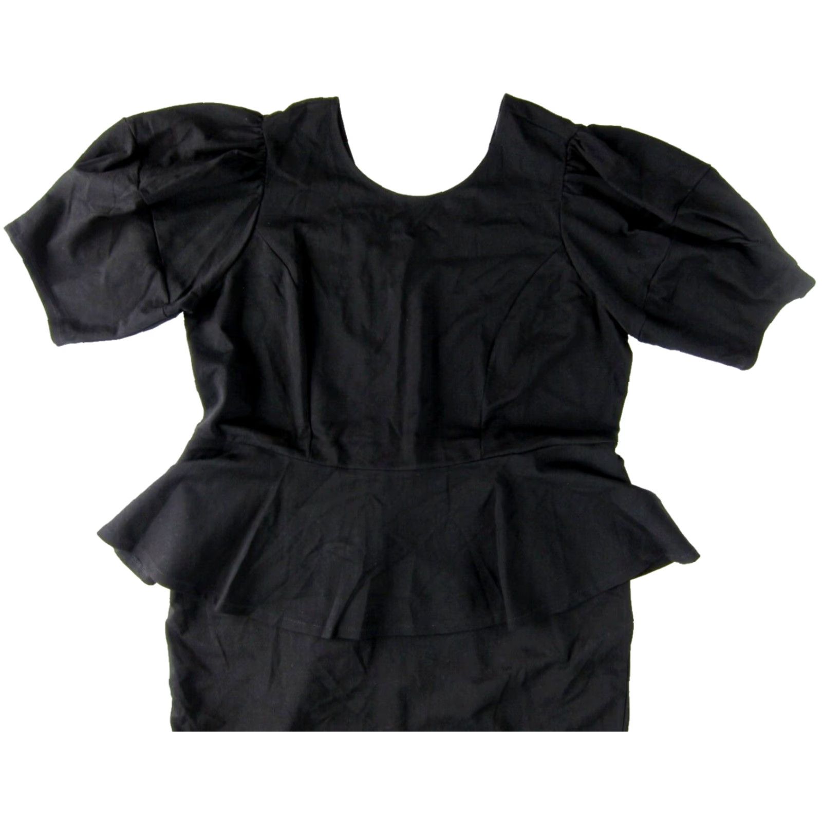 Vintage VINTAGE ELOQUII Black Jersey Stretch Short Sleeve Midi Fit Flare Skirt Dress Woman 20 Size XXL / US 16-18 / IT 52-54 - 4 Thumbnail