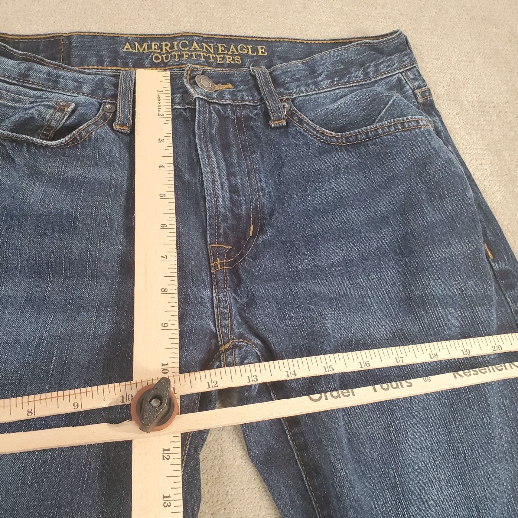 American Eagle Outfitters American Eagle Jeans Mens 30x30 Blue Denim Straight Leg Faded Dark Wash Original Logo Size US 30 / EU 46 - 4 Thumbnail