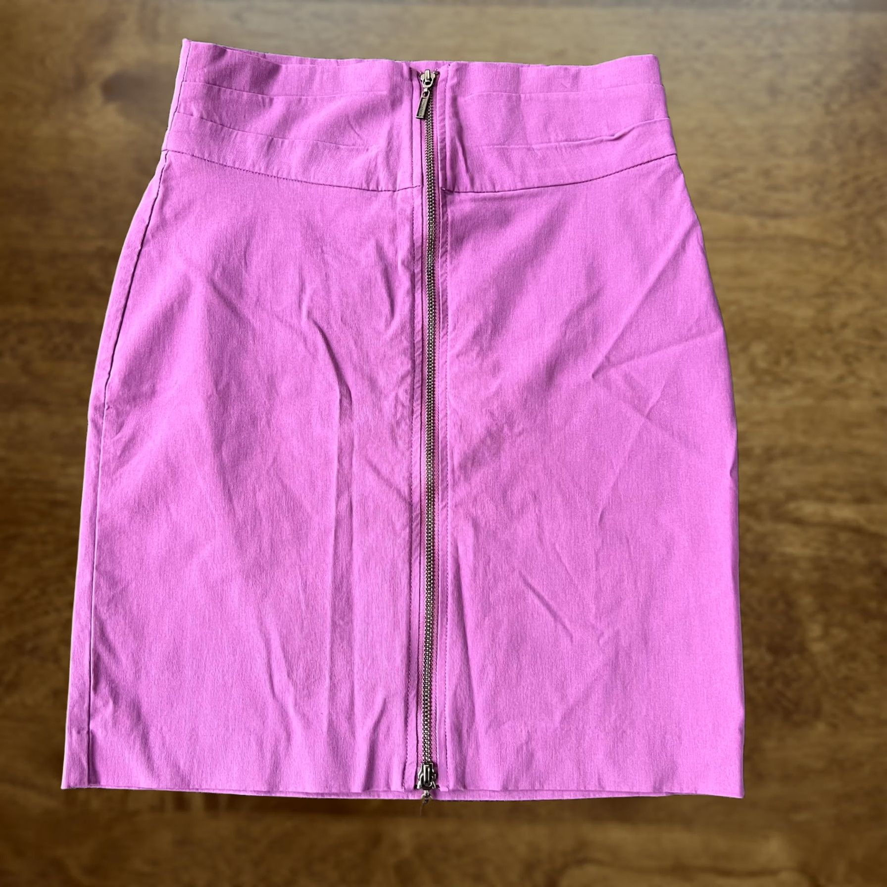 Vintage VINTAGE Bisou Bisou Skirt Womens 8 Purple Exposed Front Zip Pencil Stretch Rayon Nylon Spandex Zipper Knee Length Women Size 30" / US 8 / IT 44 - 1 Thumbnail