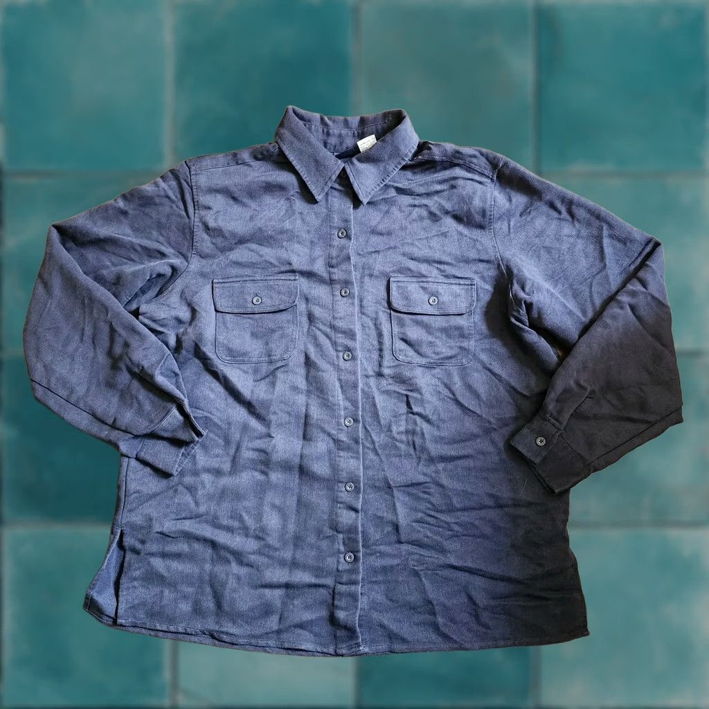 Vintage Honors Men’s Navy Blue Long Sleeve Button-Up Shirt L Pocket Collared - Regular Size Size US L / EU 52-54 / 3 - 1 Thumbnail
