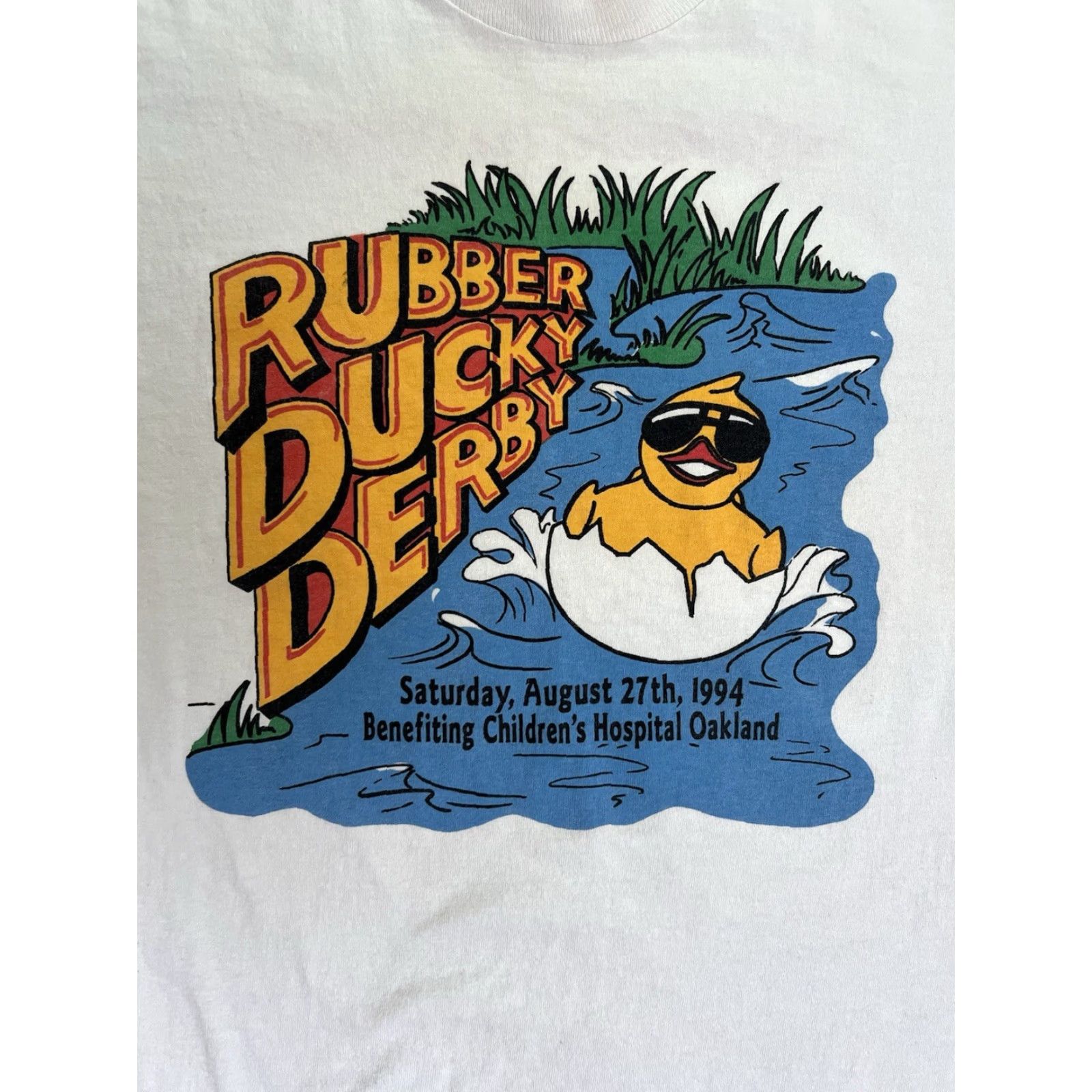 Hanes VINTAGE Hanes T-Shirt Rubber Ducky Derby Stitch USA 90s White L Men Short Sleeve Single Stitch Size US L / EU 52-54 / 3 - 2 Thumbnail