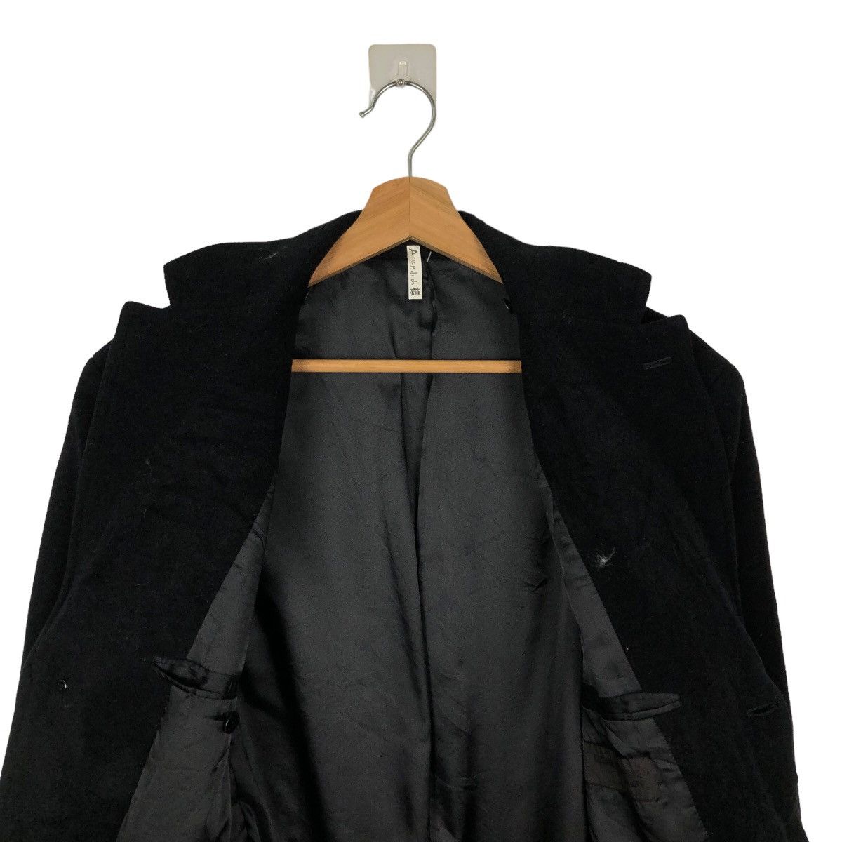 Comme Ca Ism RICH BLACK - HERRINGBONE WOOL DOUBLE BREAST LONG JACKET Size US M / EU 48-50 / 2 - 10 Thumbnail