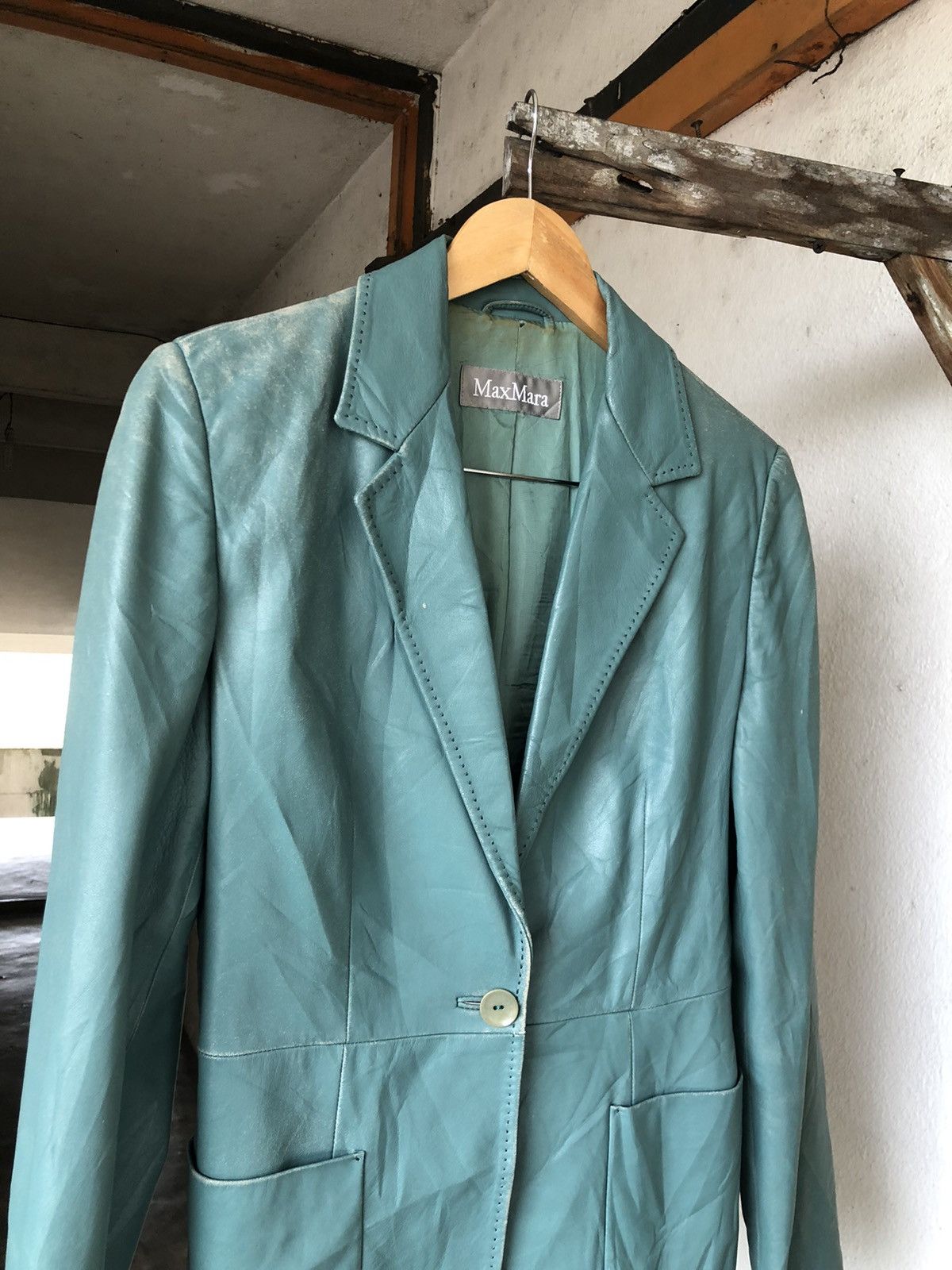 Vintage Vintage Max Mara Distressed Leather Blazer Jacket Size M / US 6-8 / IT 42-44 - 6 Thumbnail