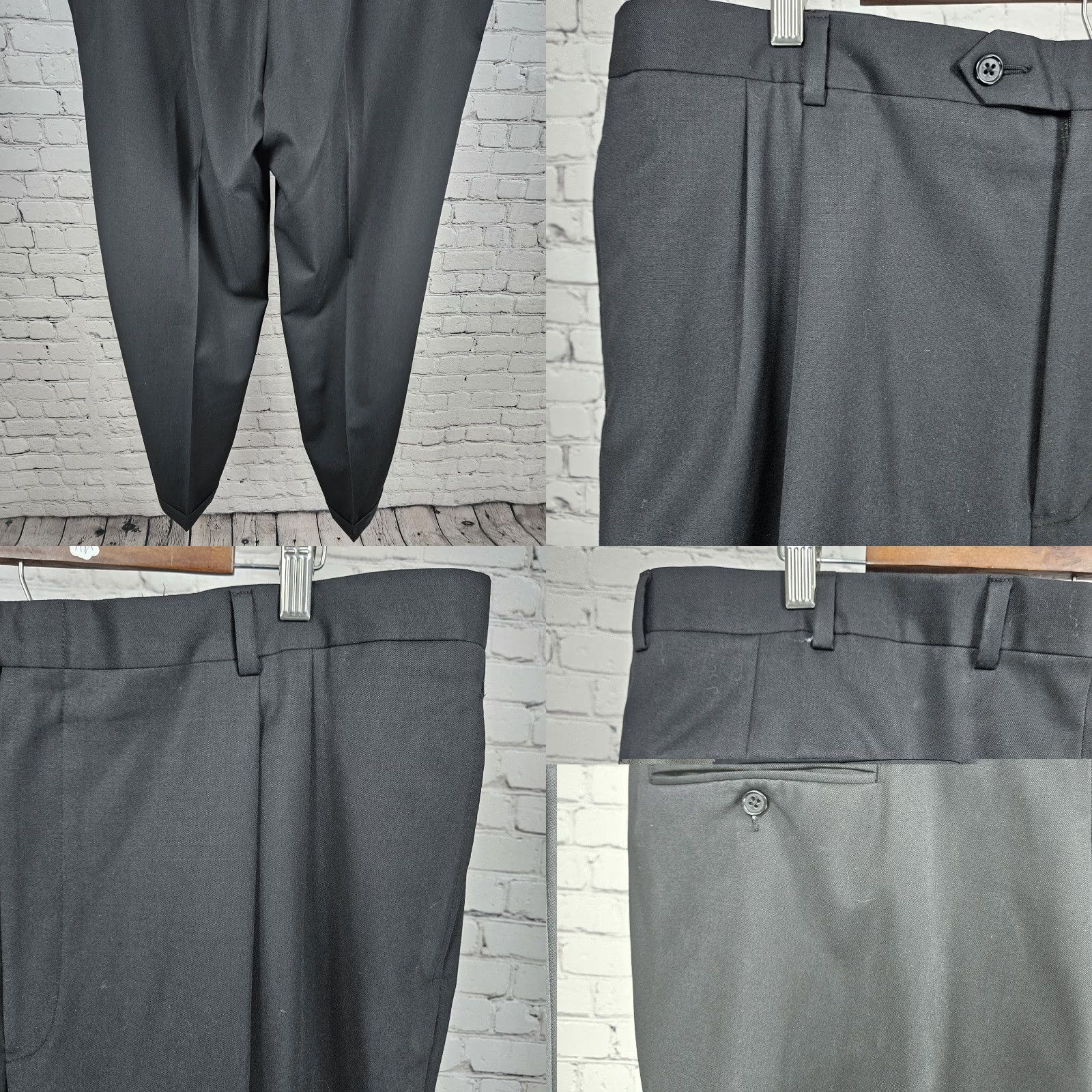 Austin Reed Austin Reed Black 100% Wool Signature Pleated Cuffed Dress Pants 42 Men Size US 42 / EU 58 - 8 Thumbnail