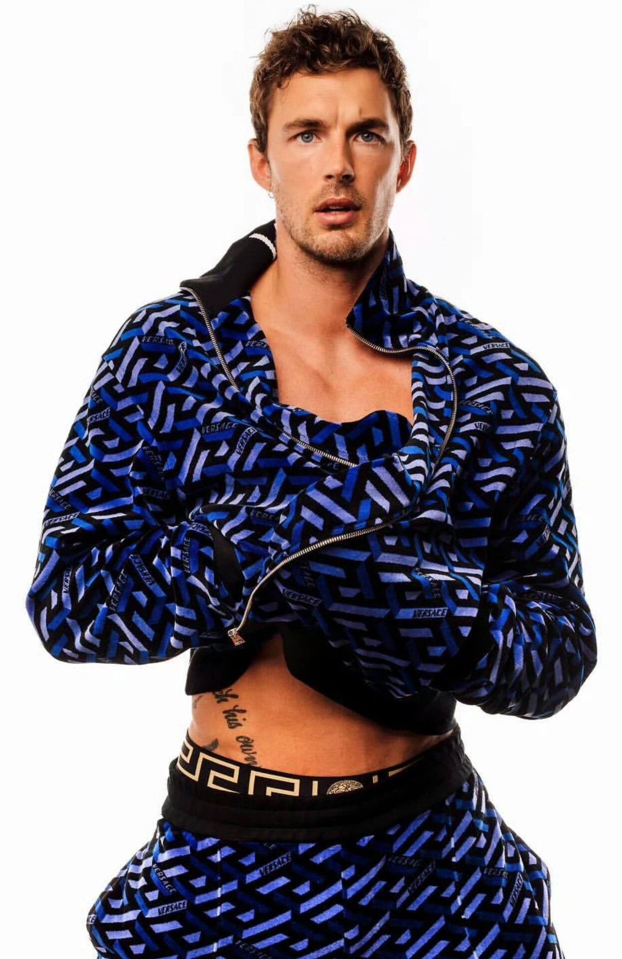 Versace Versace Blue Velvet Logo Jacket Size US M / EU 48-50 / 2 - 1 Thumbnail