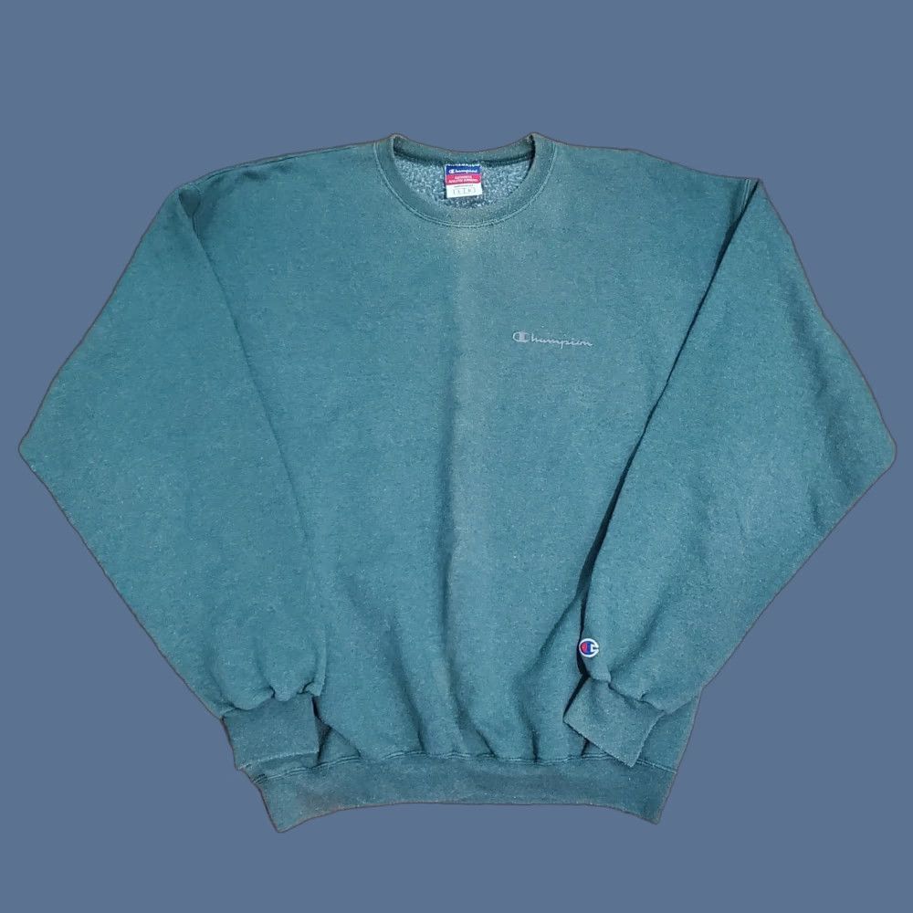 Champion VINTAGE Champion Sweatshirt Men Large Green Logo Crew Neck Fleece Cotton Polyester Sweater Pullover Sports All Seasons Size US L / EU 52-54 / 3 - 1 Thumbnail