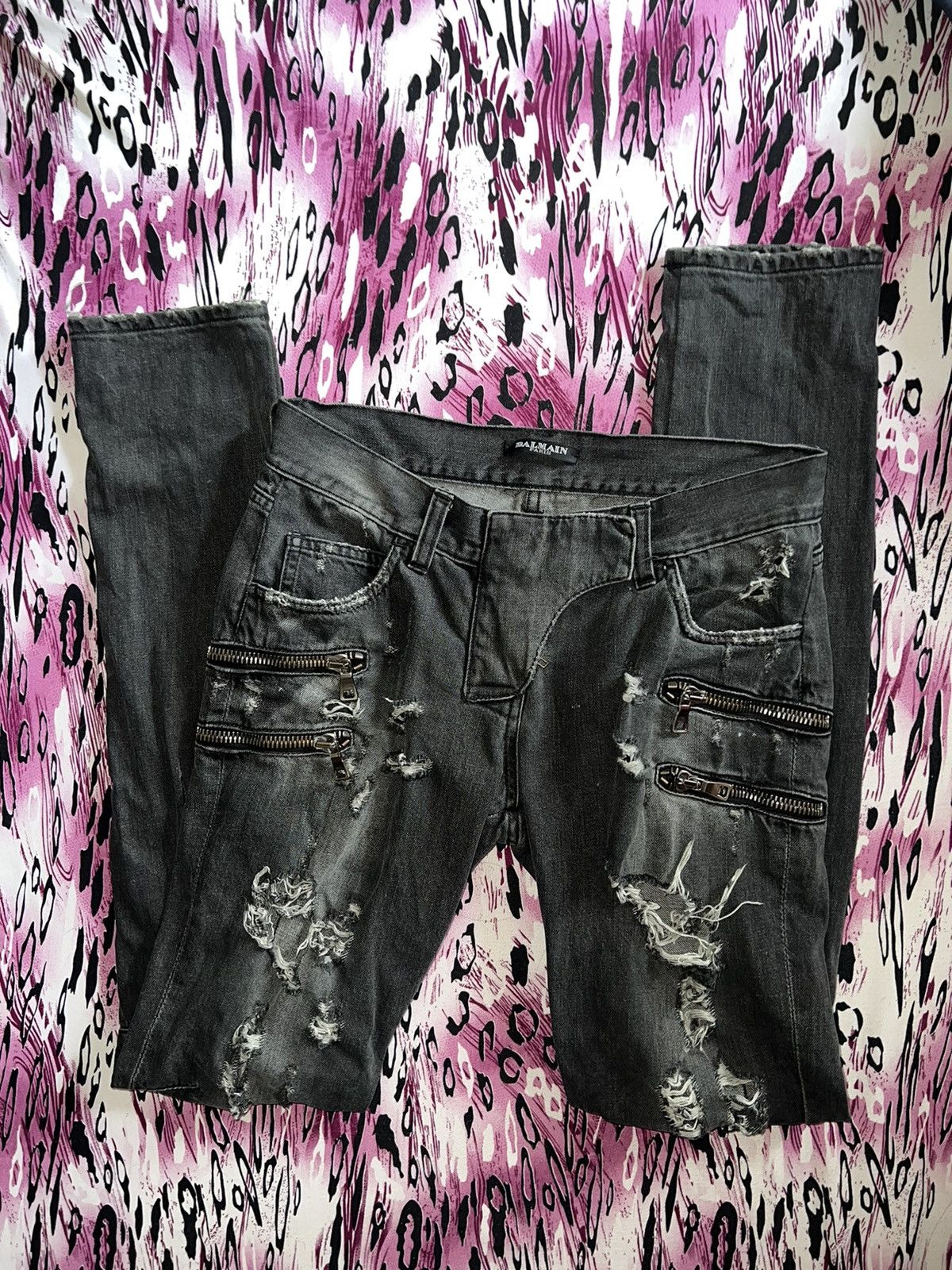 Balmain Rare Balmain by Christophe Decarnin distressed biker denim ➕ Size 26" / US 2 / IT 38 - 11 Thumbnail