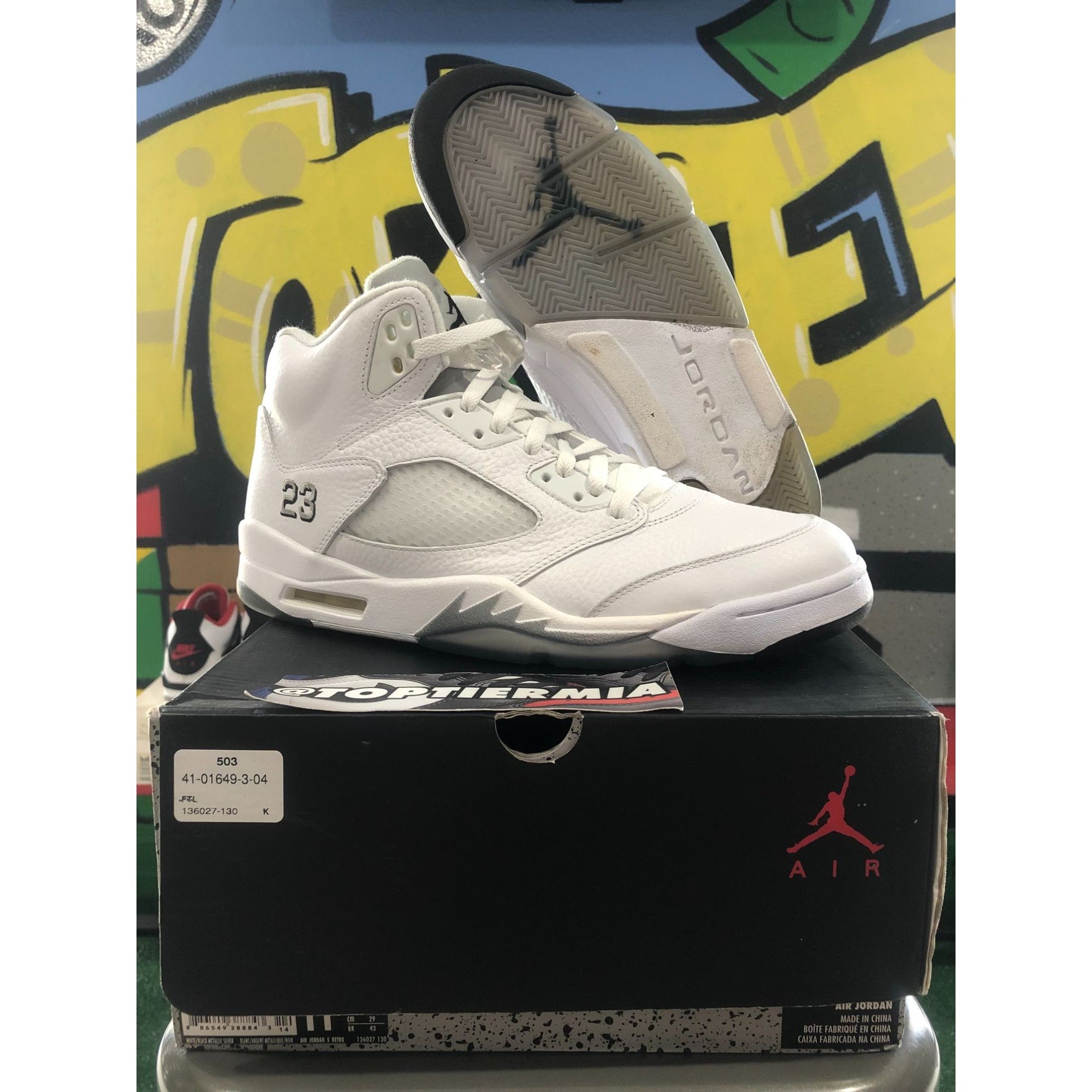 Pre-owned Jordan Brand Air Jordan 5 White Metallic 2015 Size 11 Shoes
