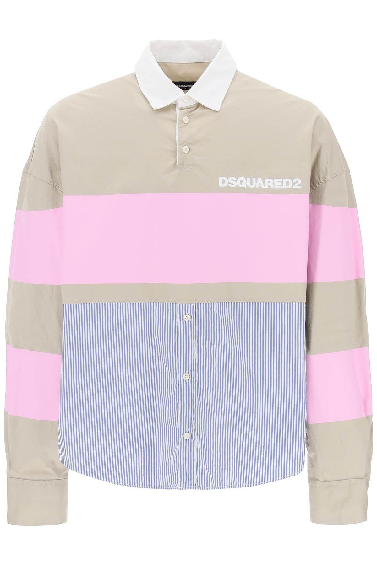 image of Dsquared2 Oversized Hybrid Shirt in Stone, Men's (Size Large)