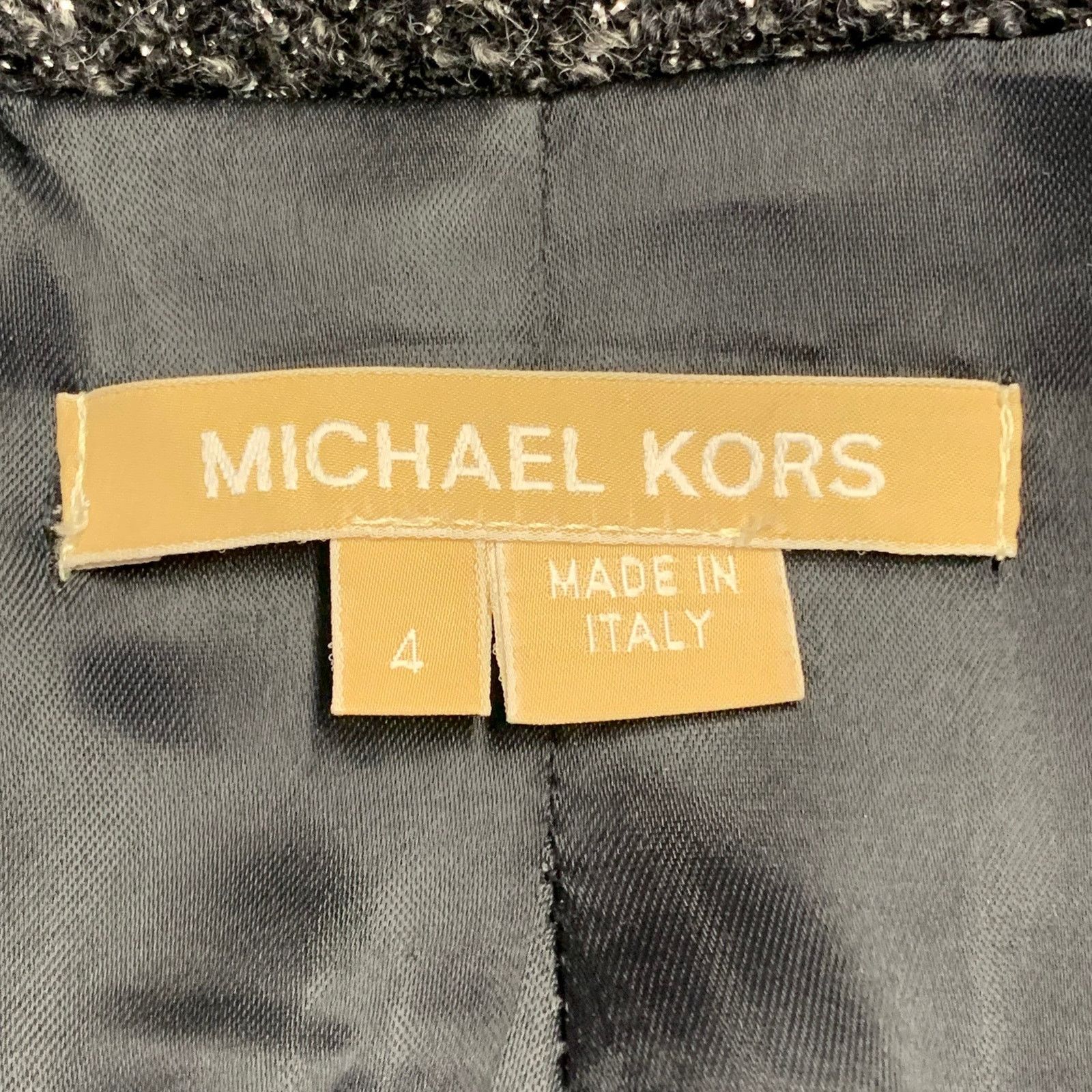 Michael Kors Size 4 Grey Black Silver Wool Blend Tweed Cutouts Coat Size S / US 4 / IT 40 - 5 Thumbnail