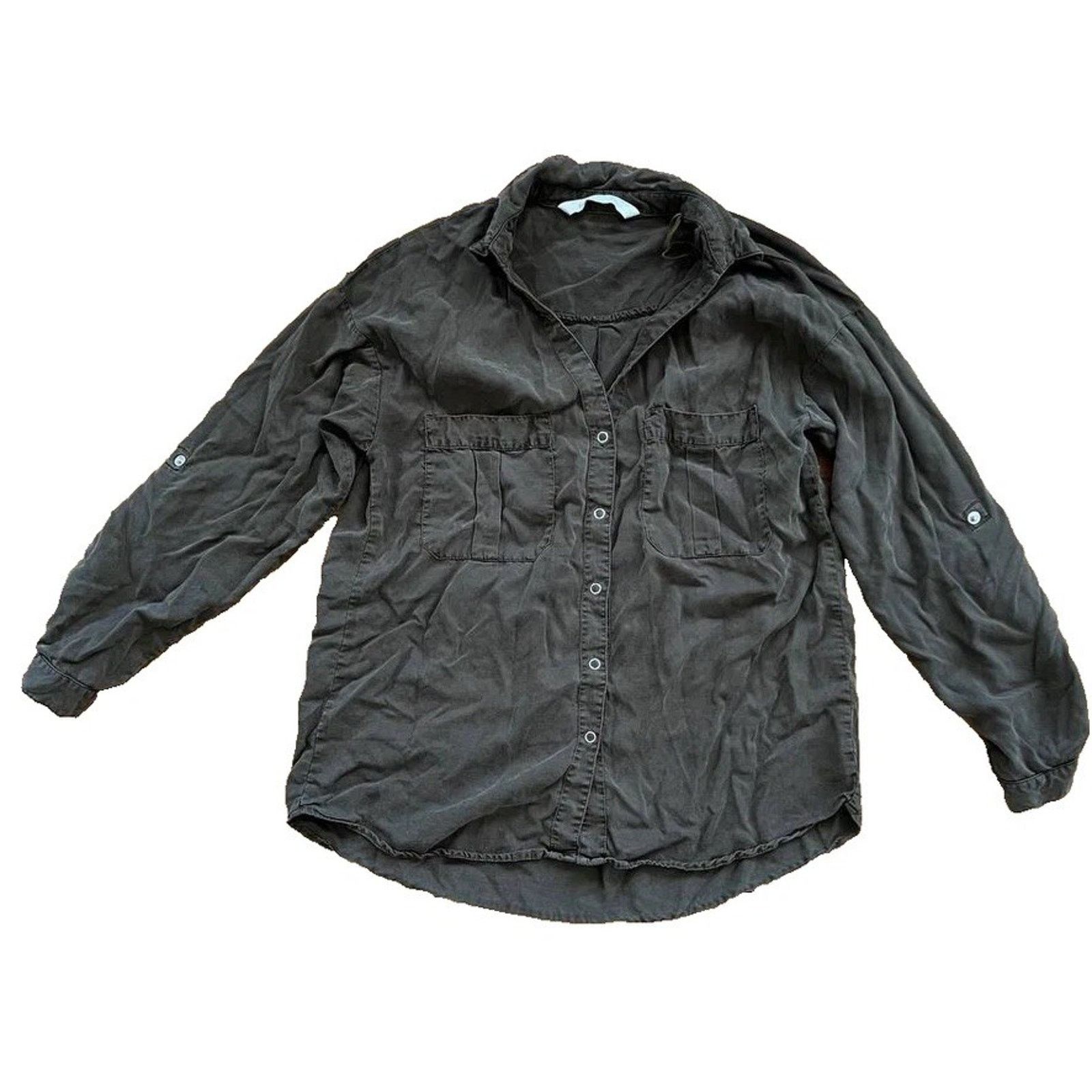 Zara ZARA DENIM Tencel Button Up Dark Snap Button Size XS A000821 Size XS / US 0-2 / IT 36-38 - 1 Thumbnail