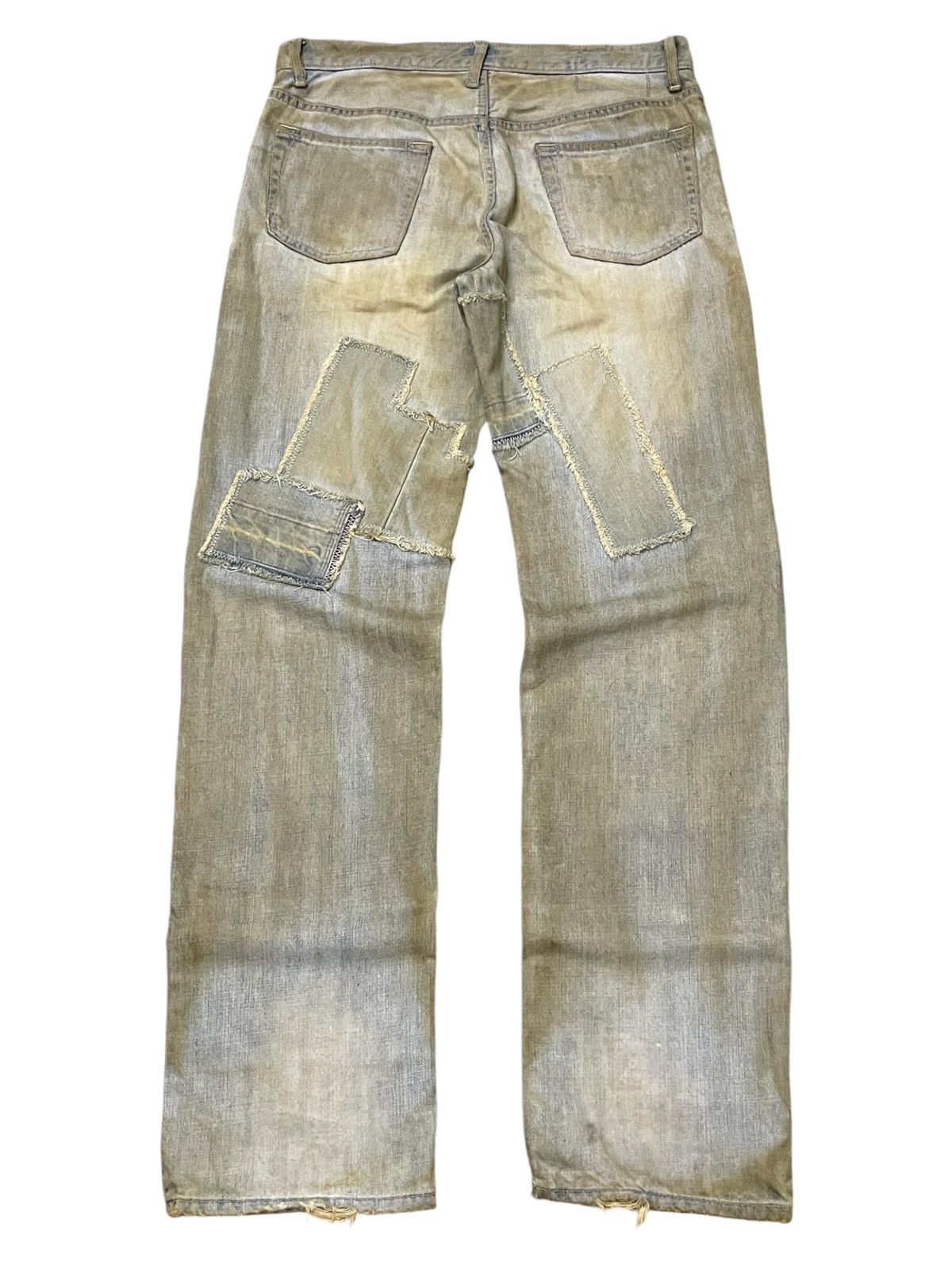 GOSTAR DE FUGA × Hysteric Glamour × Junya Watanabe 6RageBlue Japan Patchwork Distressed Muddy Wash Jeans Size US 34 / EU 50 - 2 Thumbnail