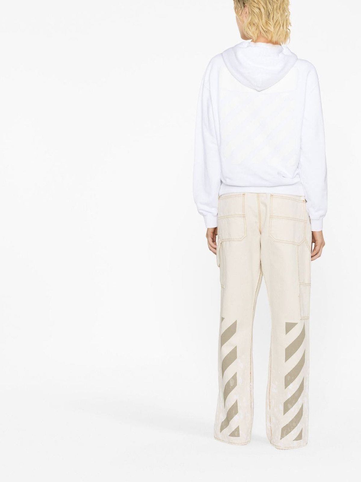 Off-White o1gr1nt1124 Diag Regular Hoodie in White Size S / US 4 / IT 40 - 4 Thumbnail