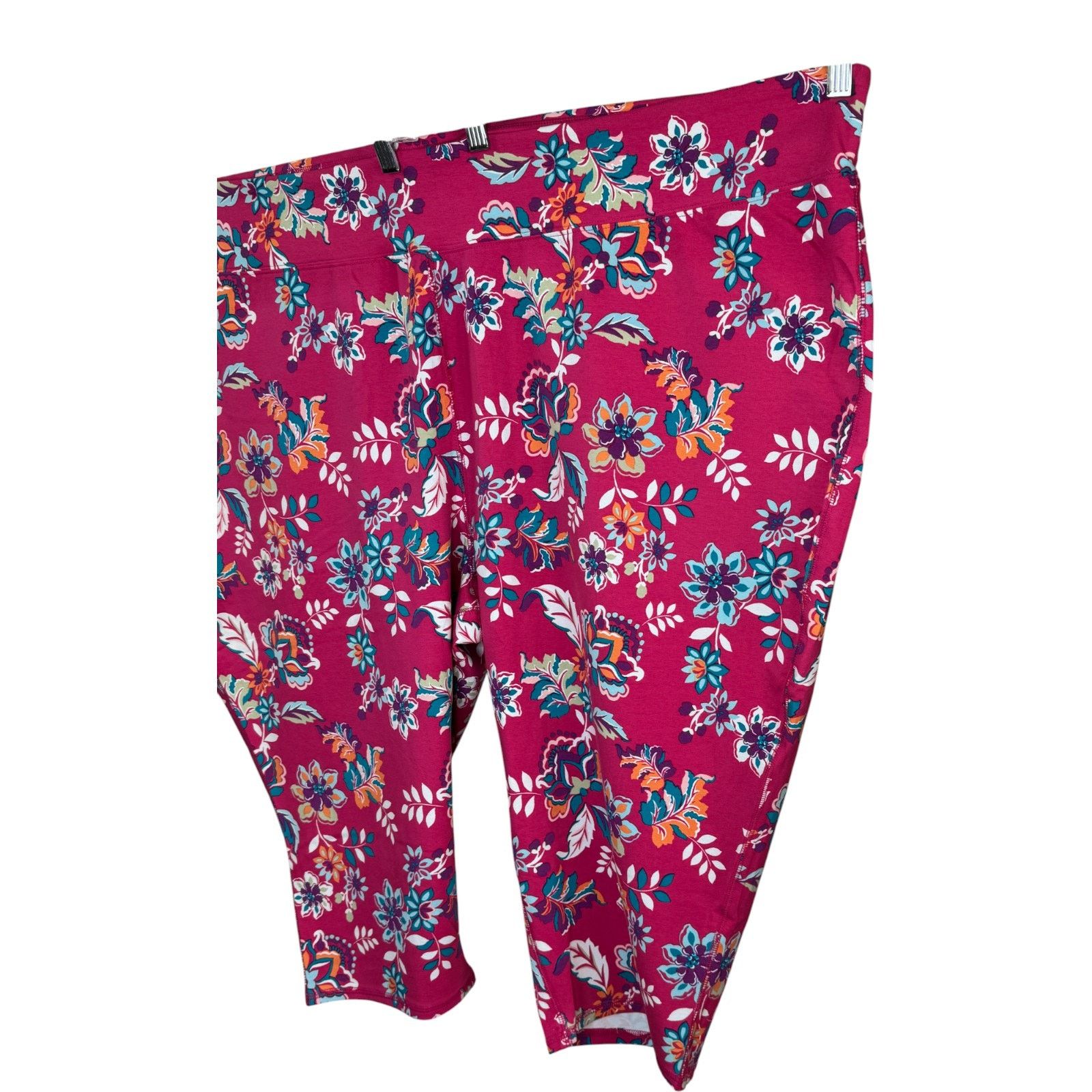 Other Sport Savvy Regular Printed Jersey Capri Pink Floral 5X Size 37" - 5 Thumbnail