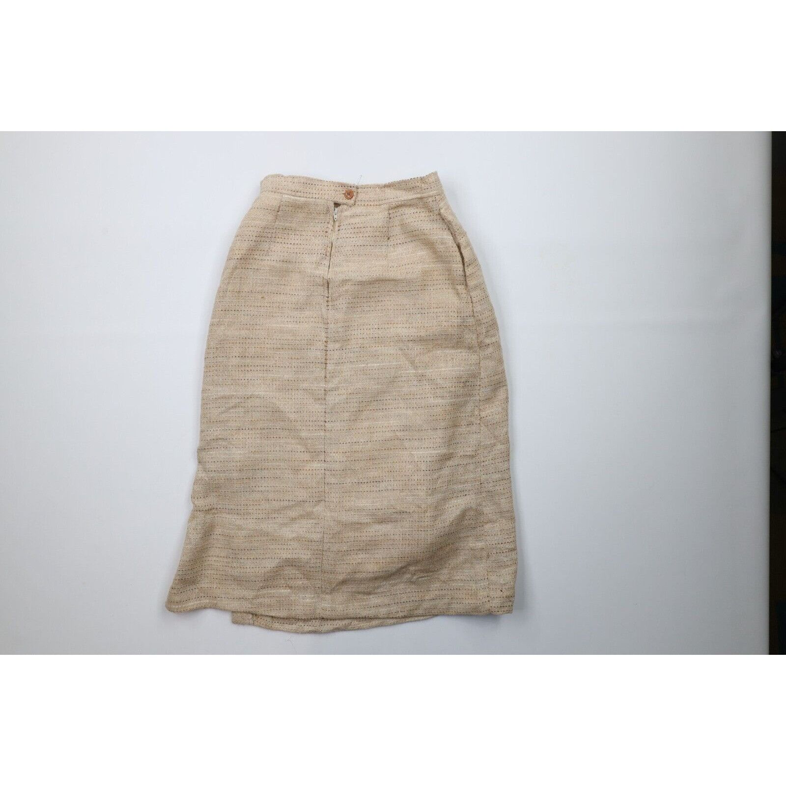 Vintage Vintage 70s Rockabilly Distressed Silk Blend Tweed Skirt Size 30" / US 8 / IT 44 - 9 Thumbnail