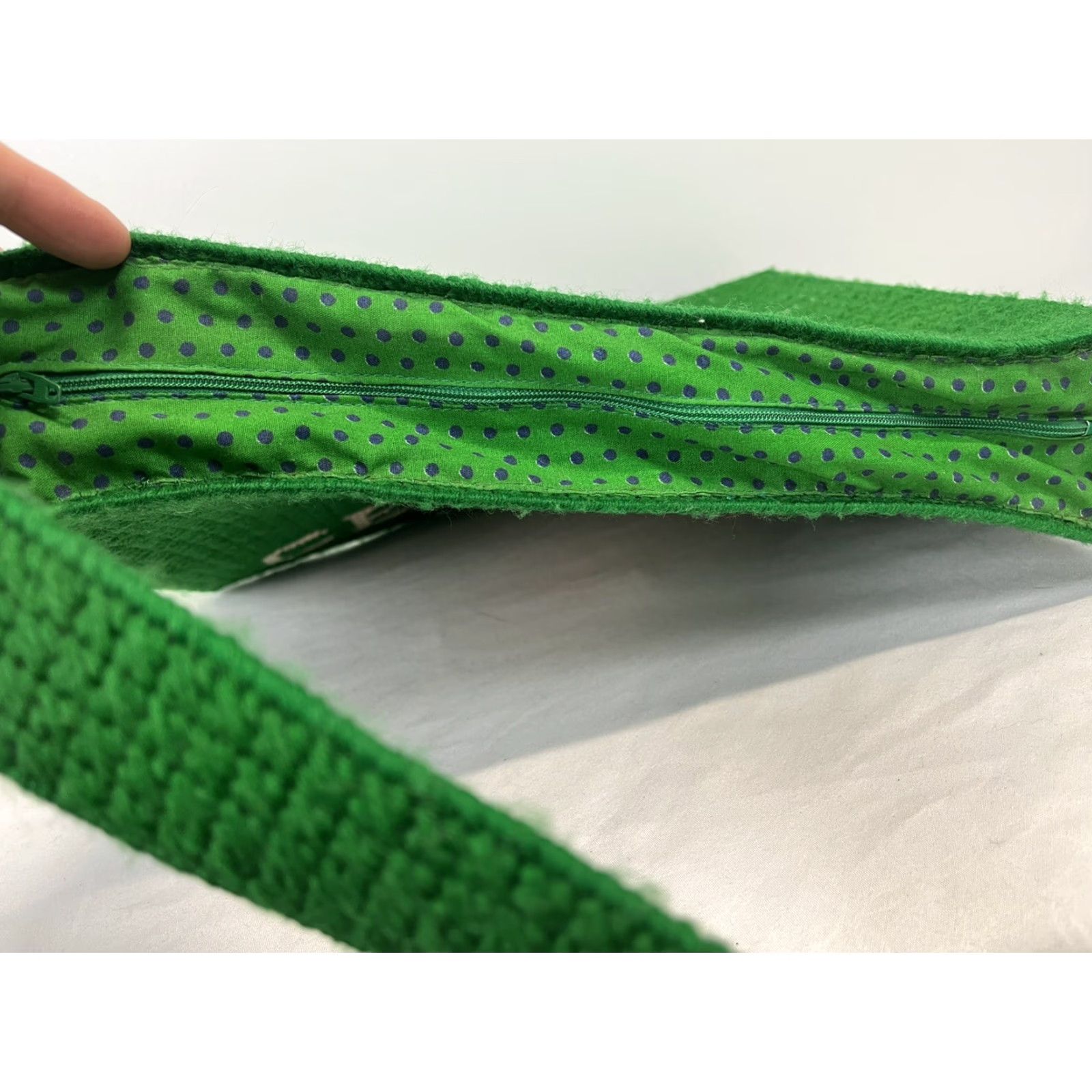 Vintage VINTAGE Handmade Georgia State Shoulder Bag Women Grass Green Lined Yarn VGUC Unique Size ONE SIZE - 5 Thumbnail